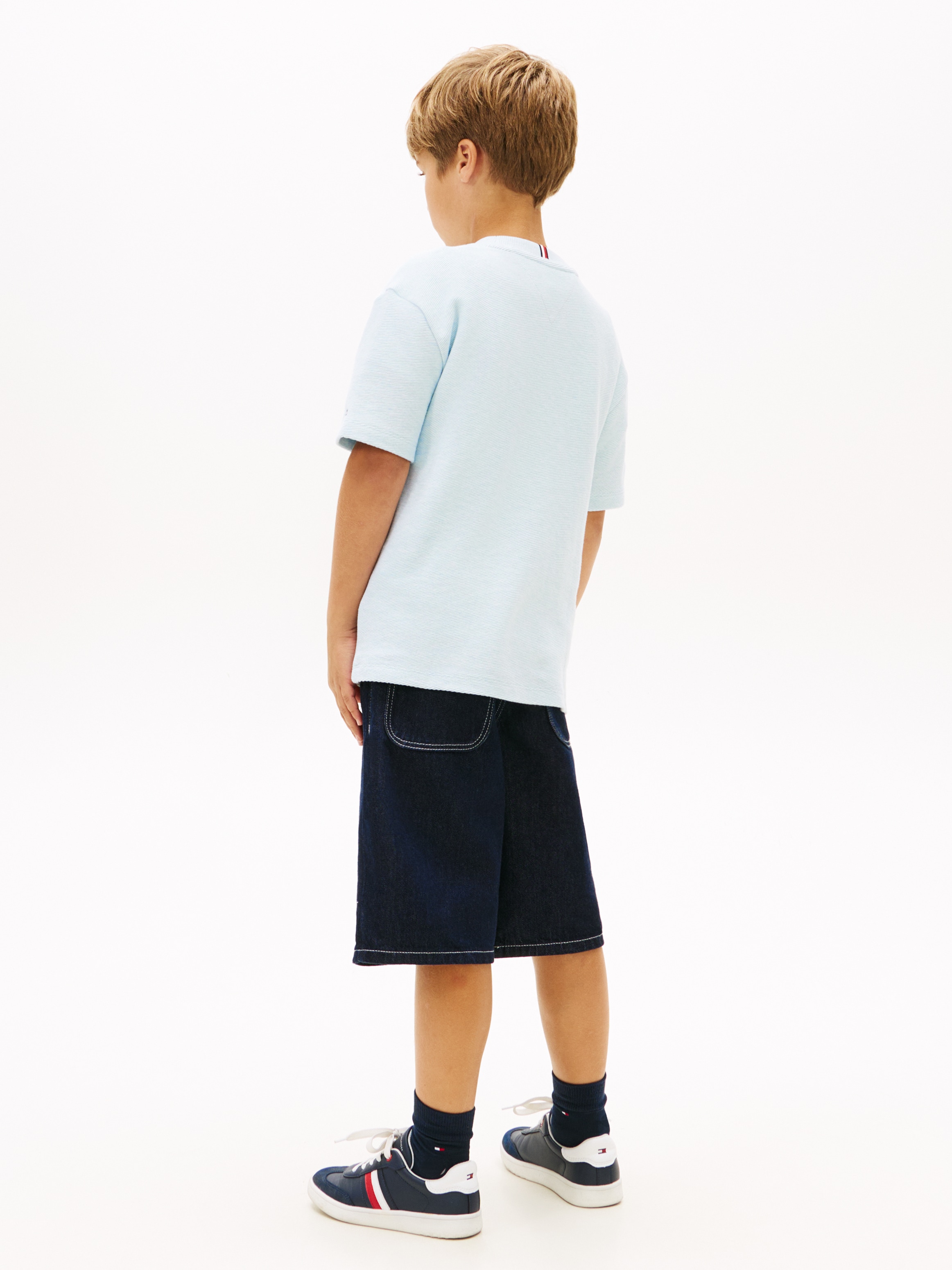 Tommy Hilfiger T-Shirt »TH SCRIPT JERSEY TWILL T-SHIRT« Kinder bis 16 Jahre, Rundhals, bestickt
