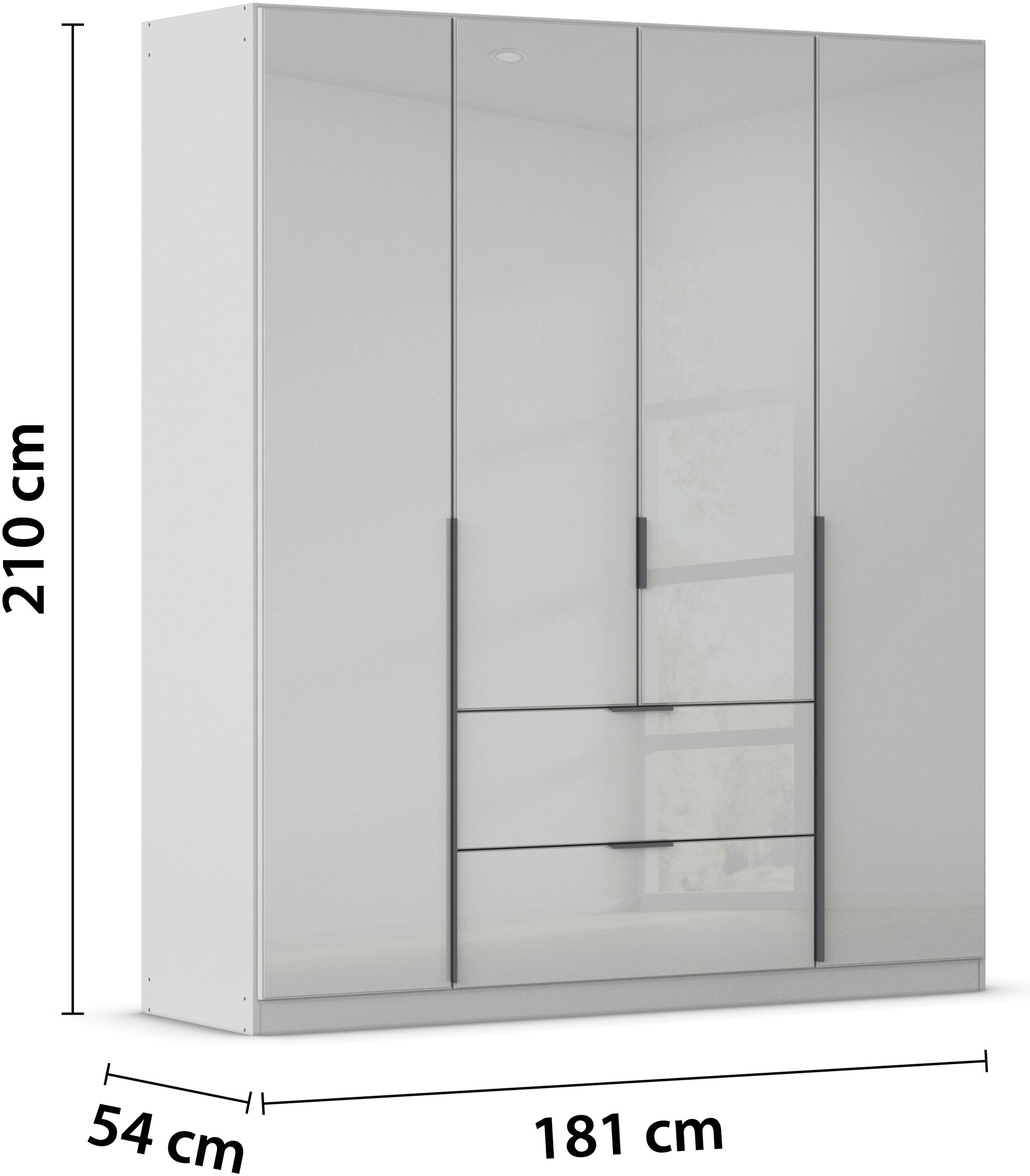 rauch Drehtürenschrank »Kleiderschrank Kleiderschränke Schrank Garderobe AGORDO mit Glasfront«, (in zwei Griff-Farben, Breiten 91-360 cm), mit Außenschubkästen, in 7 Breiten und 2 Höhen MADE IN GERMANY