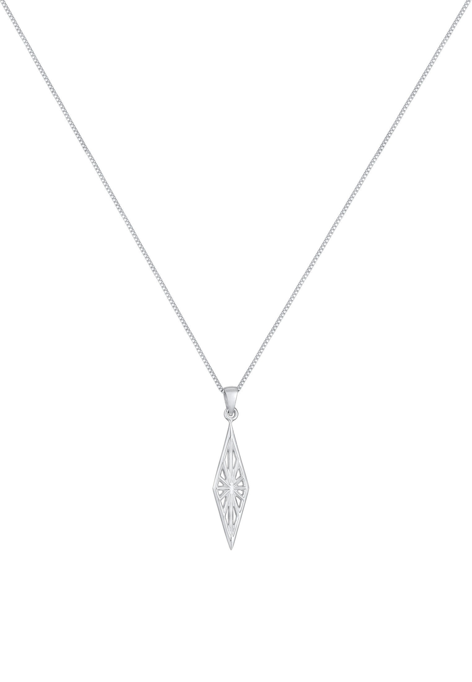 Kuzzoi Kette mit Anhänger »Halskette Herren Raute Marquise Ornament Used Look 925 Silber«