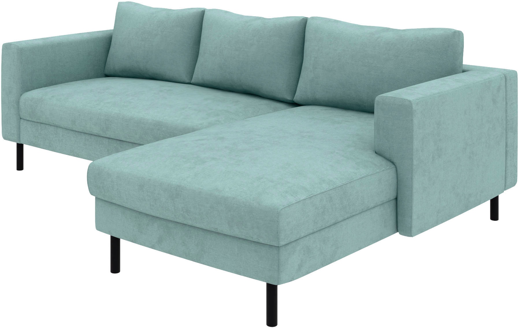 TRENDMANUFAKTUR Ecksofa »Amazing II, wahlw. mit Schlaffunktion & Bettkasten, Fuß schwarz« Recamiere beidseitig montierbar, L-Form,in Cord o. Struktur, B: 232 cm
