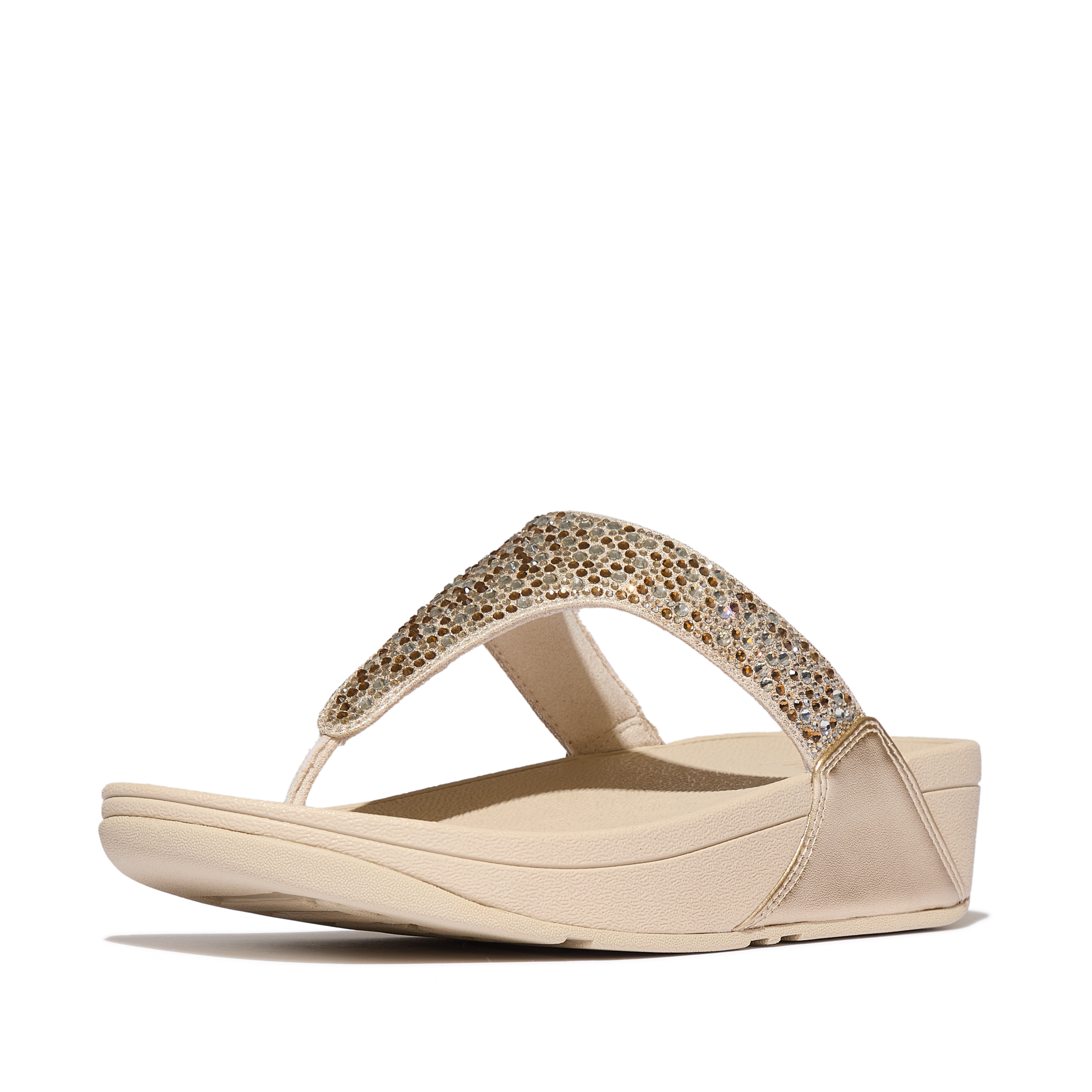 Fitflop Zehentrenner »LULU CRYSTAL-MIX METALLIC TOE-POST SANDALS«  Keilabsatz, Plateauschuh, Dianette mit mehrfarbigen Strasssteinchen