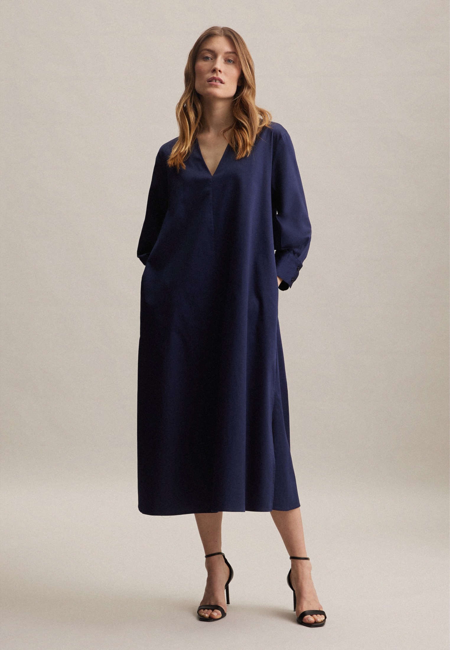 seidensticker Sommerkleid »Schwarze Rose«, 7/8-Arm V-Neck Uni
