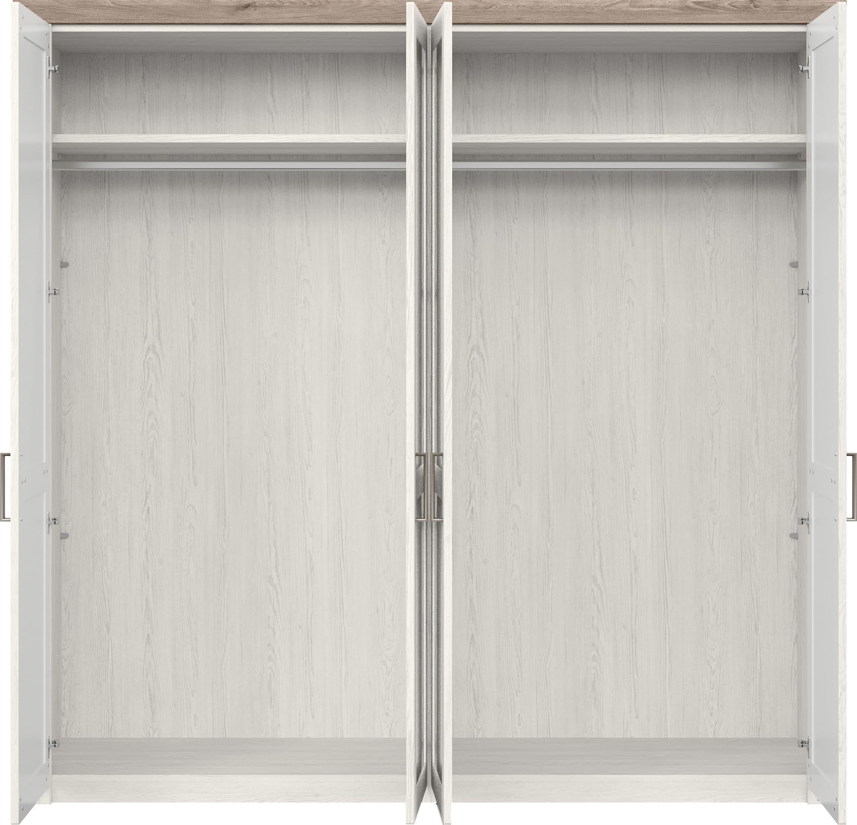 set one by Musterring Kleiderschrank »York Schlafen«, (2 St.), mit Holz- und Spiegeltüren, inkl. Kranz in Eiche, Höhe 207 x T60 cm