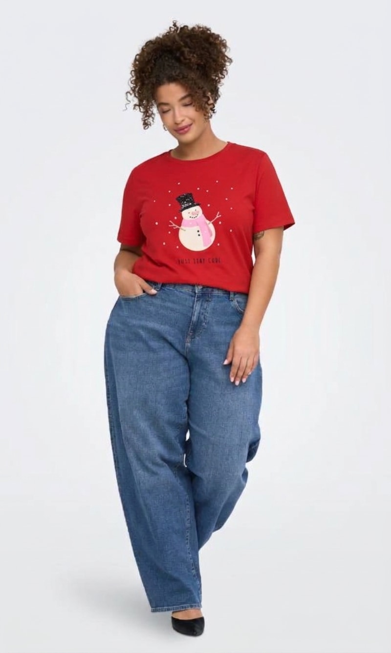 ONLY CARMAKOMA T-Shirt »CARKITA REG S/S TEE XMAS JRS« Baumwolle