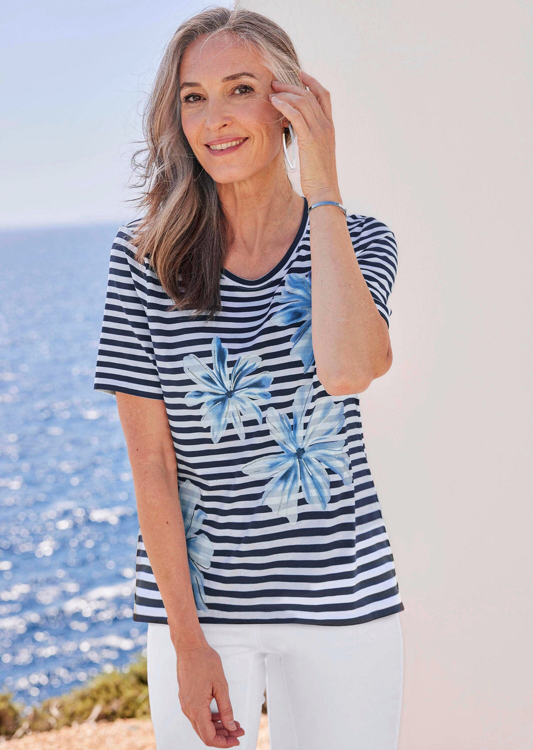 GOLDNER Kurzarmshirt »Kurzgröße Shirt in maritimem Look« keine/nicht relevant