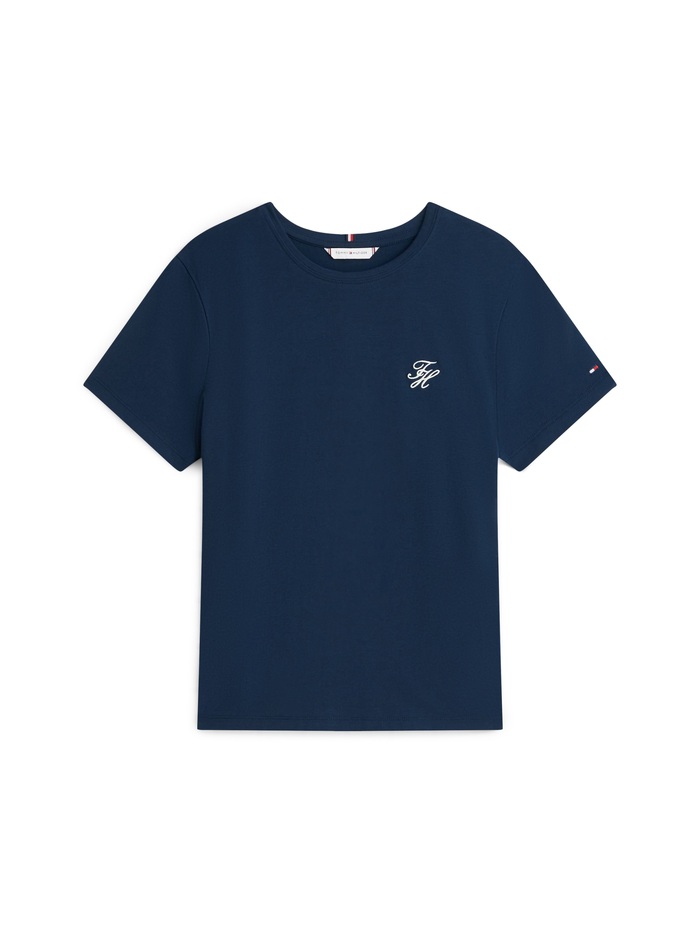 Tommy Hilfiger Kurzarmshirt »TH SCRIPT REG C-NK SS TEE« Stretch, Baumwollmischung, regular fit