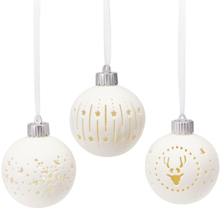 LED Dekoobjekt »Kugel-Set Weihnachten«, 3 St., Warmweiß, mit X-Mas Motiven, 3-tlg. Set