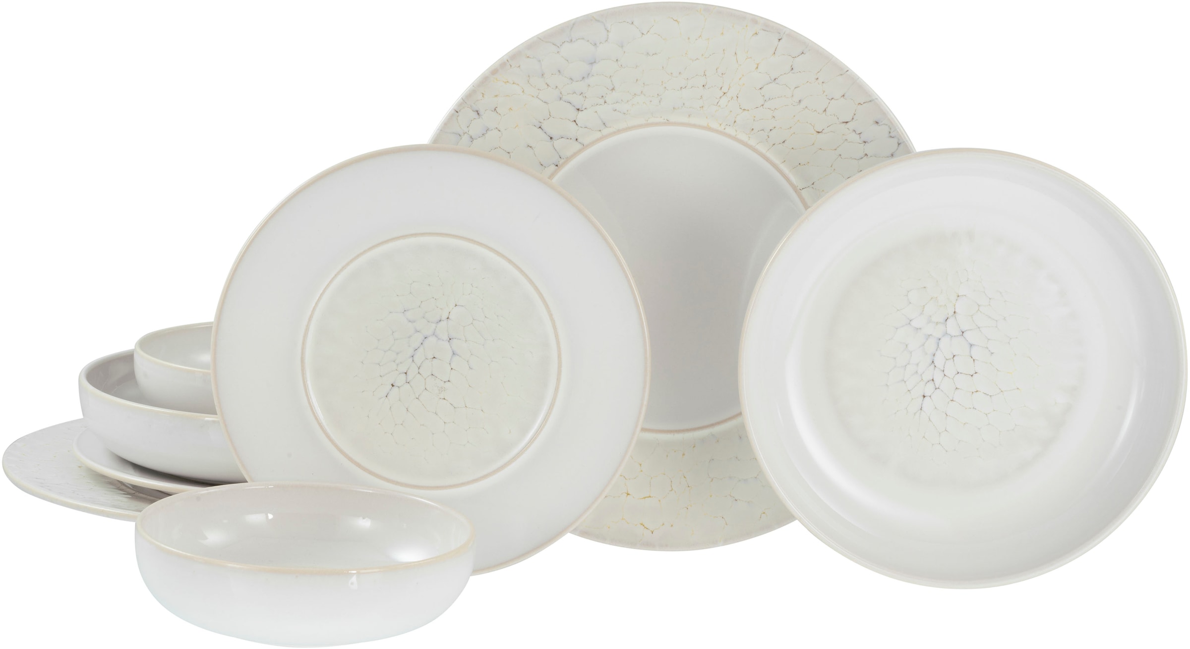 CreaTable Teller-Set »Unico, Tellerset, 8-tlg.« Eleganter Flair, Breite Fahne, Edel