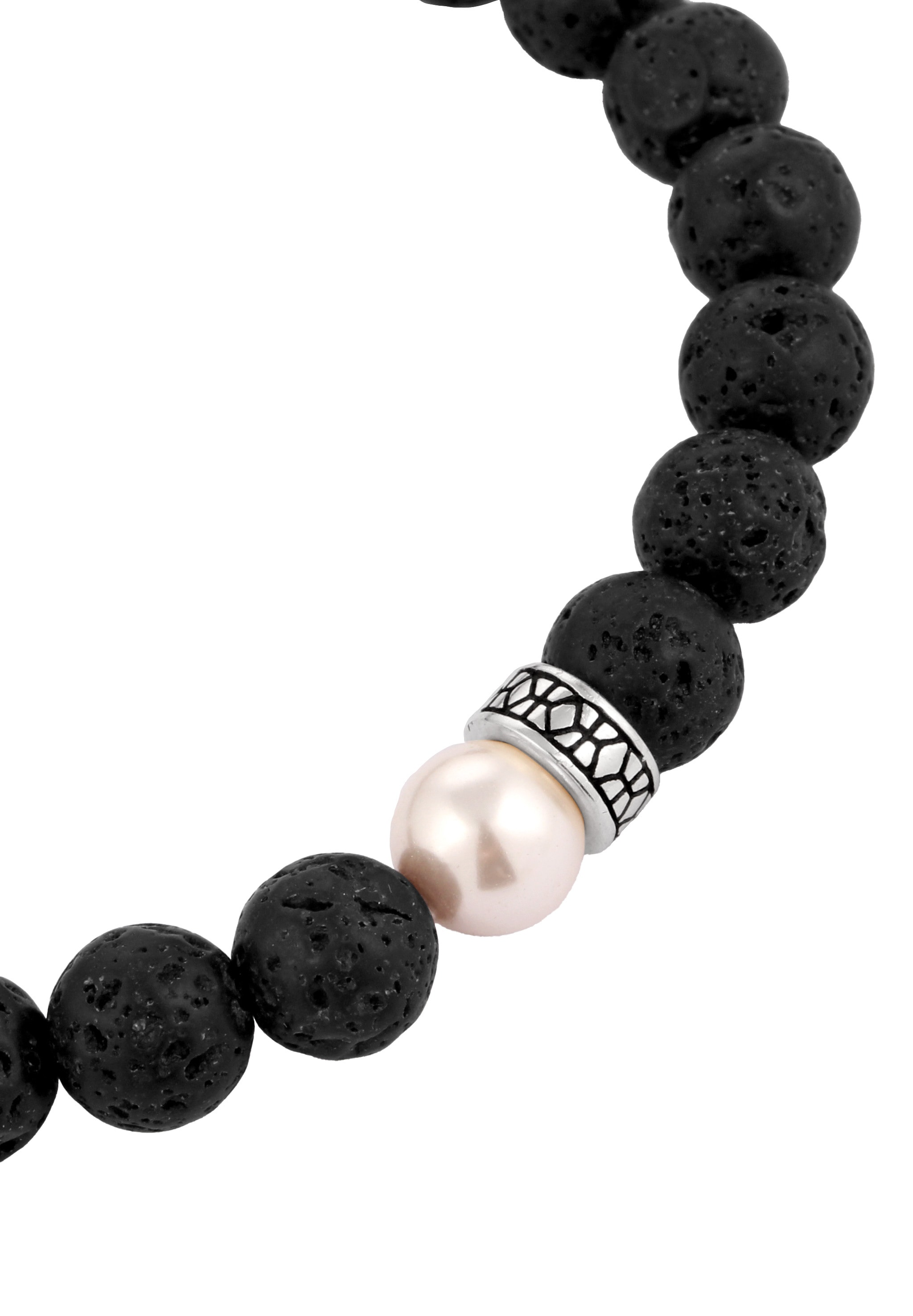 Kuzzoi Armkette »Armband Lava Synthetische Perle Schwarz 925 Sterling Silber«