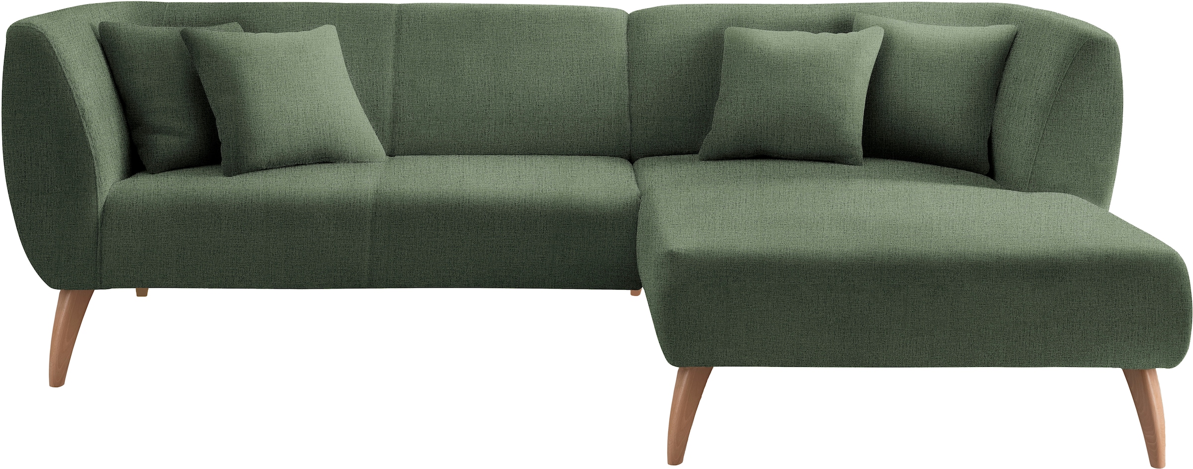 INOSIGN Ecksofa »Colori L-Form«, Holzfußfarbe wählbar, inkl. 4x Zierkissen