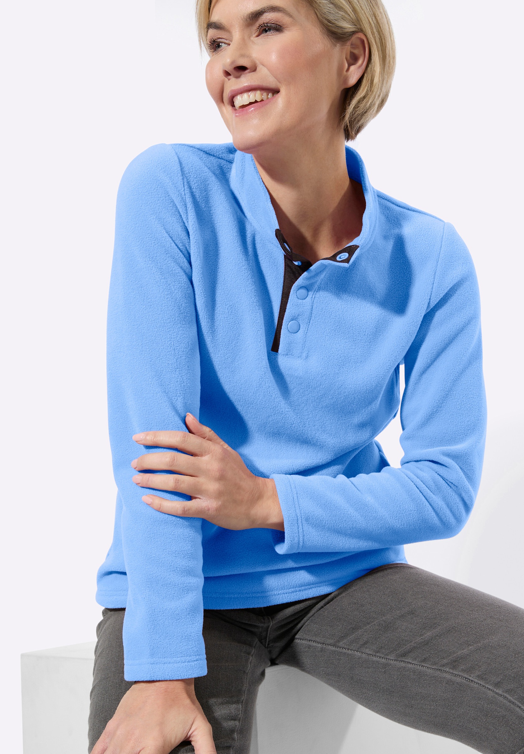 Witt Fleeceshirt »Fleece-Shirt Fleeceshirt mit Stehkragen und Druckknöpfen«