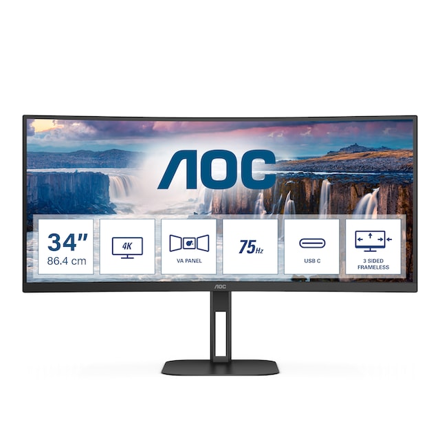 AOC Curved-Gaming-Monitor »CU34V5C/BK«, 86,3 cm/34 Zoll, 3440 x 1440 px, 1  ms Reaktionszeit, 100 Hz jetzt im OTTO Online Shop