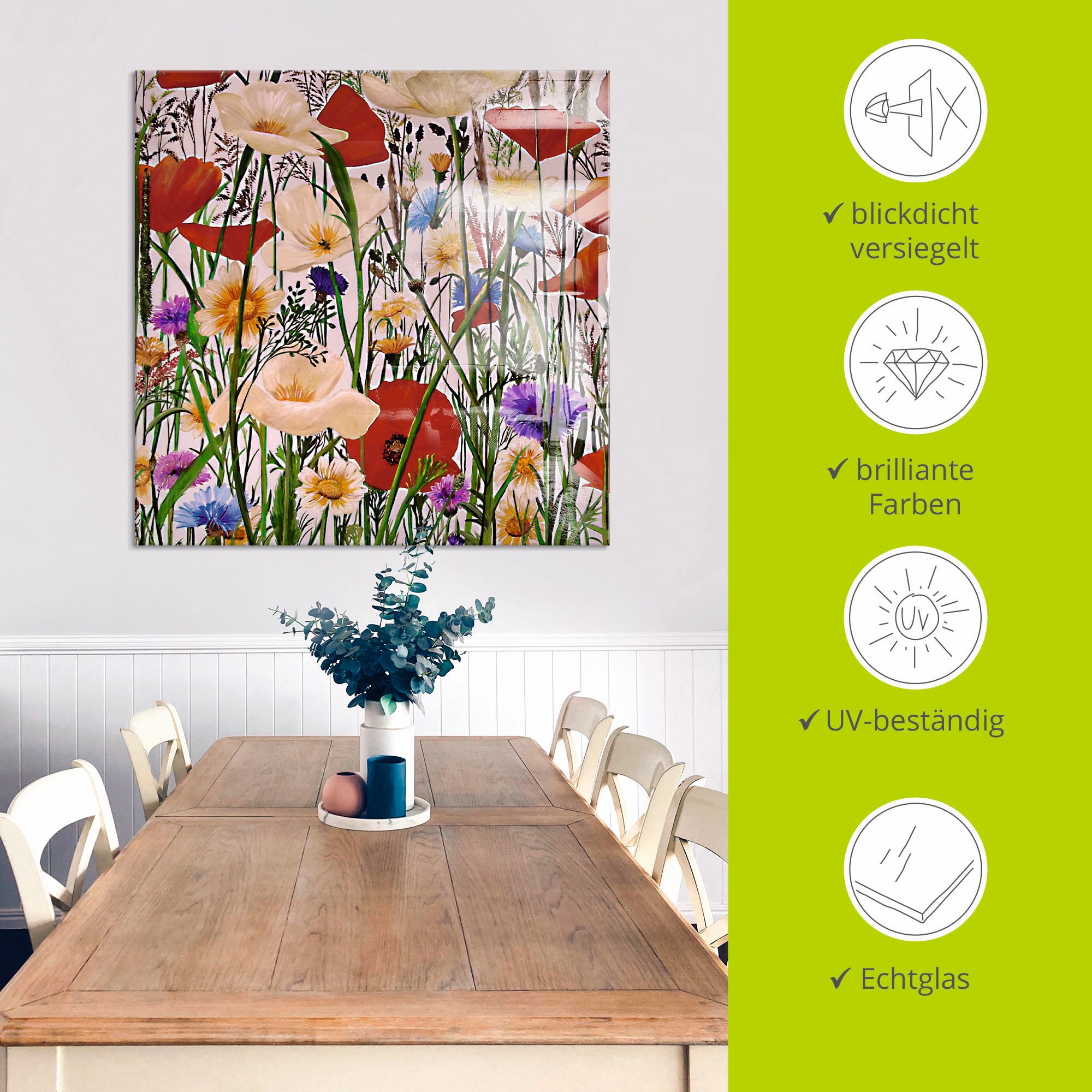 Artland Glasbild »Bunt und Natürlich«, Blumen, (1 St.), in verschiedenen Größen