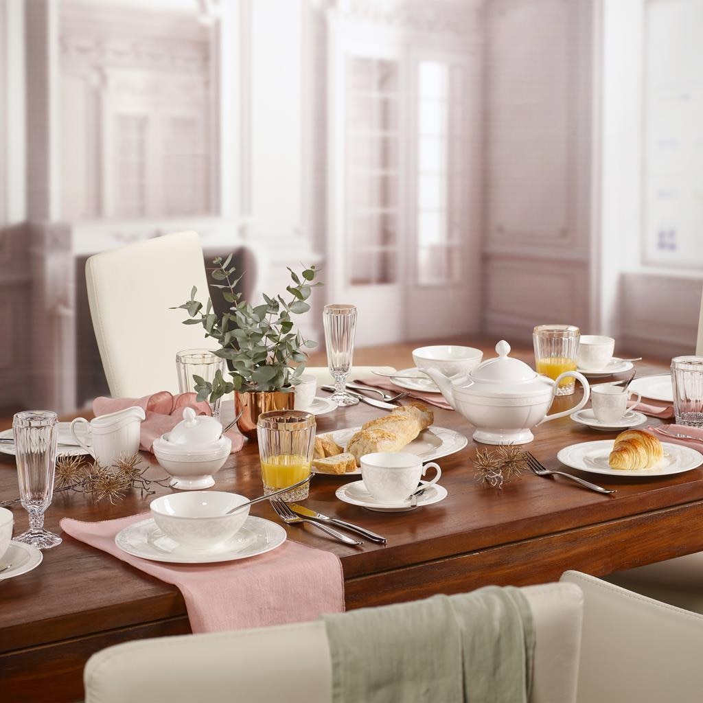 Villeroy & Boch Tasse »Kaffeetasse mit Untertasse Gray Pearl 120 ml weiß« Spülmaschinenfest, Mikrowellensicher