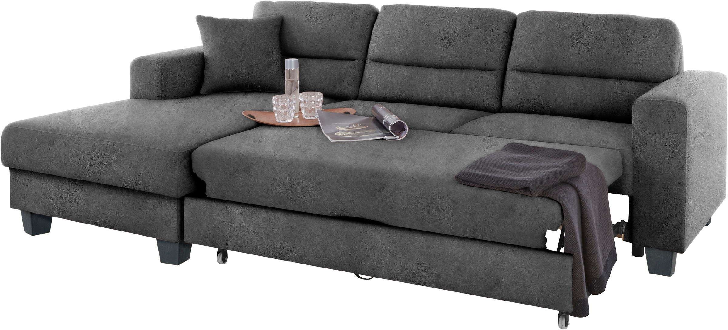 TRENDMANUFAKTUR Ecksofa »Chamber, zeitlos und modern, hoher Sitzkomfort, L-Form«, wahlweise mit Schlaffunktion