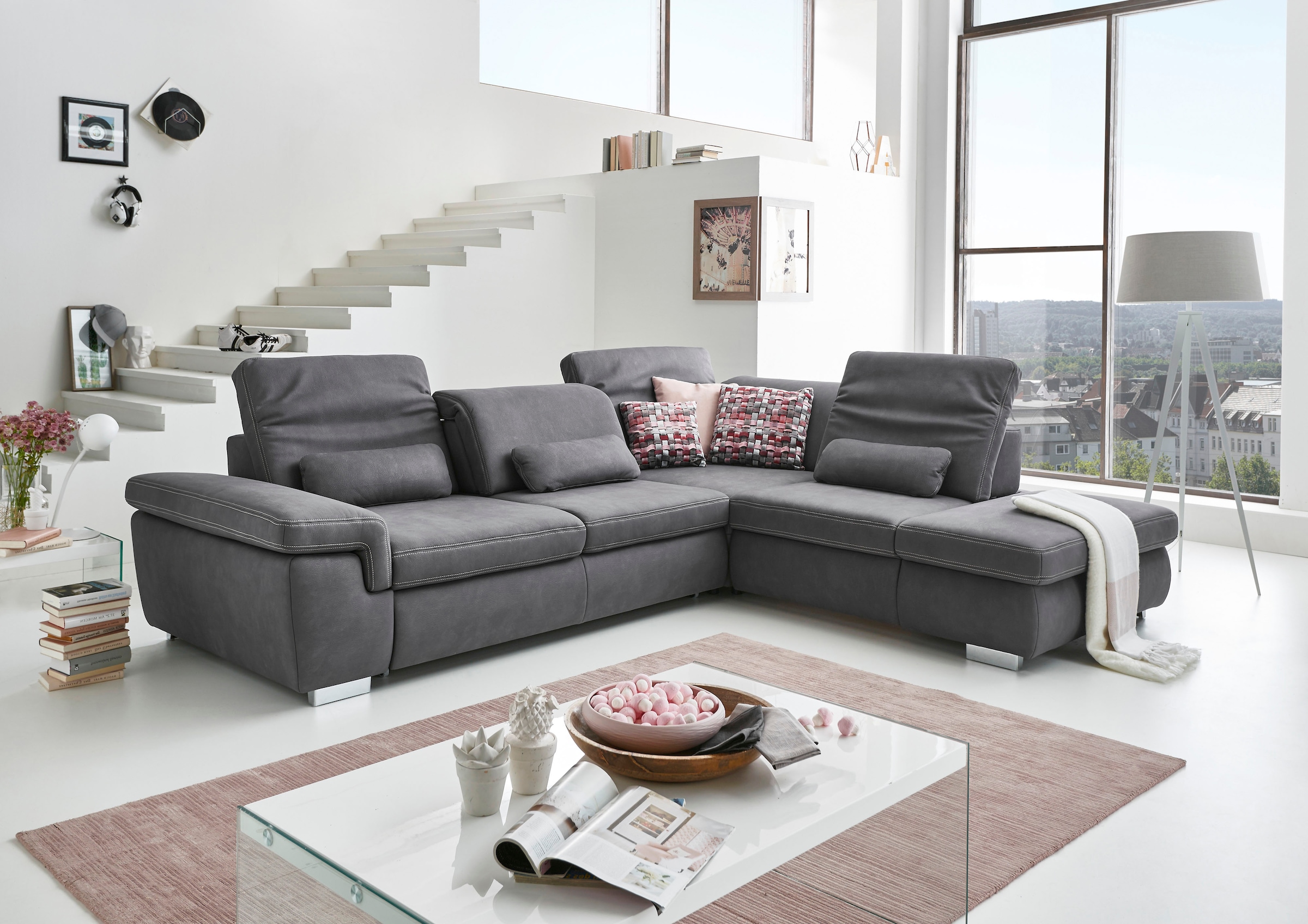 Die PlanBar Ecksofa »MP-IN17041 L-Form«, Sitztiefenverstellung, optional mit Kopfteilverstellung & Bettfunktion