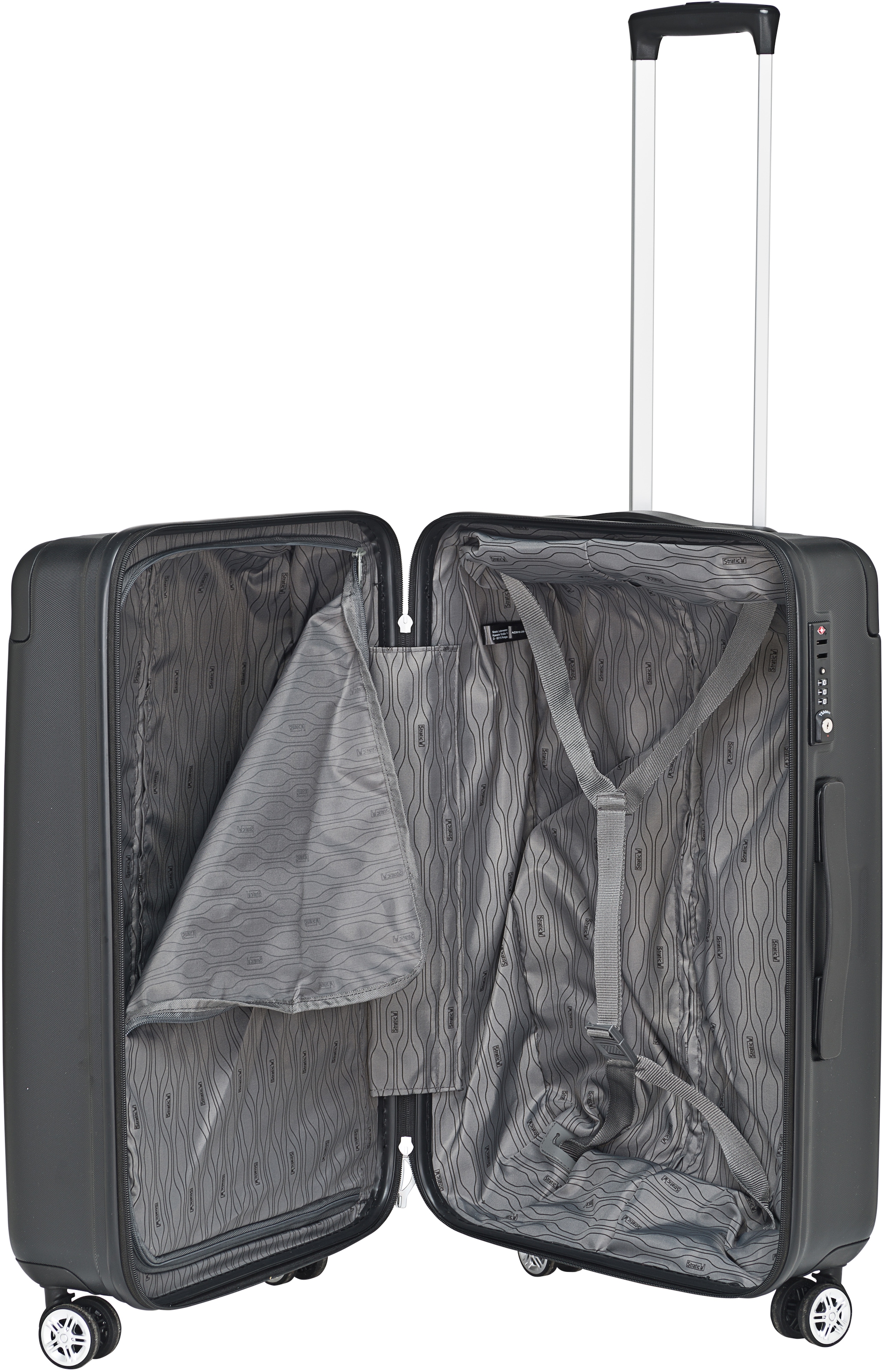 Stratic Hartschalen-Trolley »Stripe, 54 cm«, 4 Rollen, Handgepäck Reisekoffer Reisegepäck TSA-Zahlenschloss