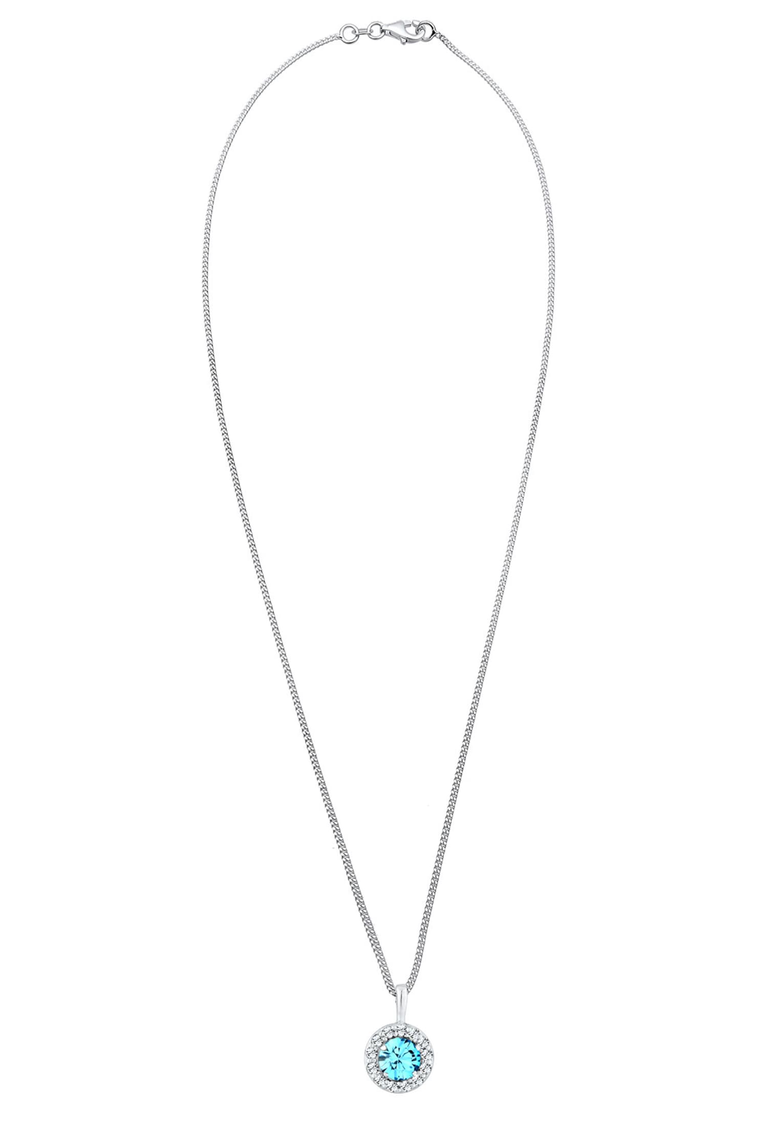 Elli Silberkette »Halskette Solitär Glas Kristalle Weiß 925 Sterling Silber«