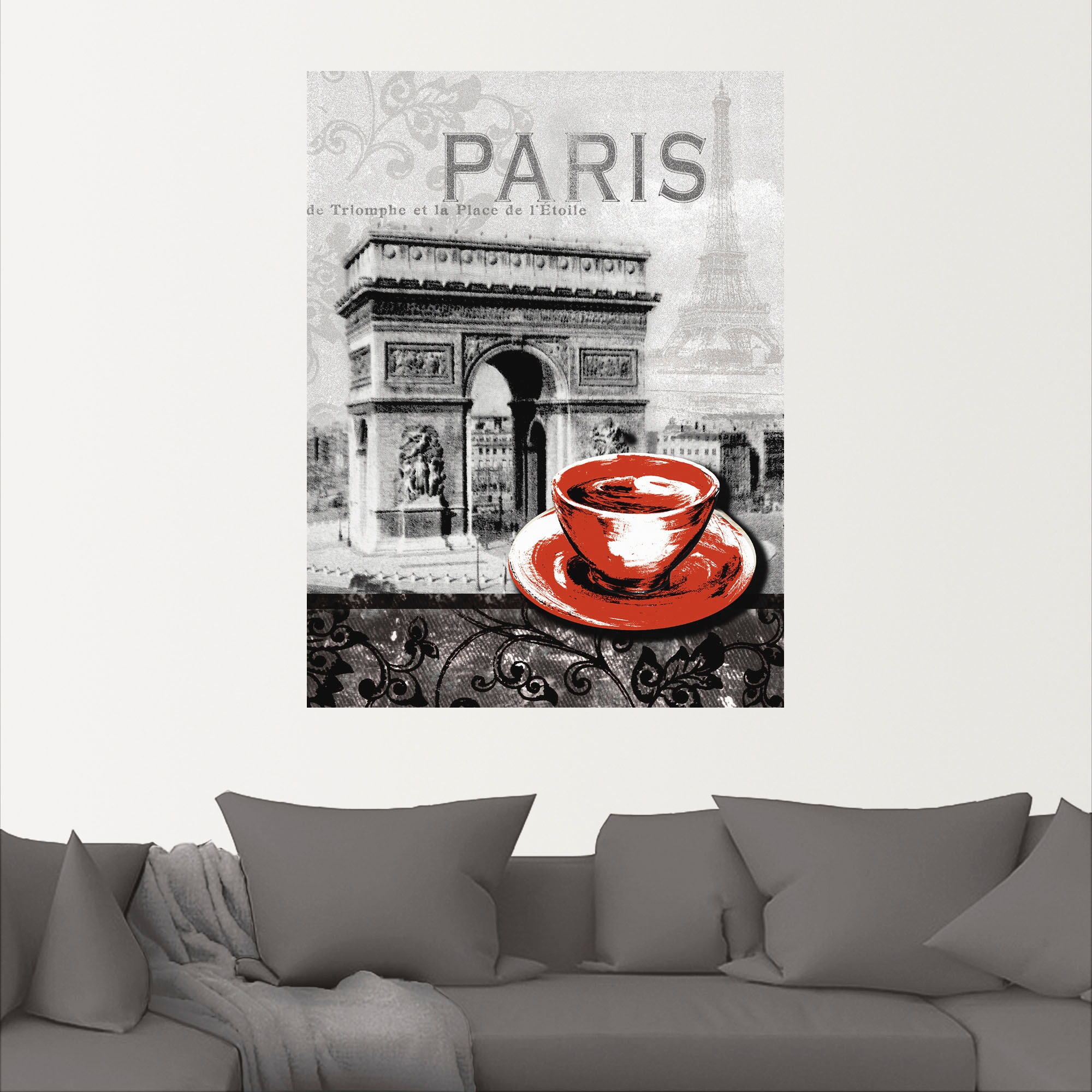 Artland Wandbild »Paris - Café au Lait - Milchkaffee«, Gebäude, (1 St.), als Alubild, Outdoorbild, Leinwandbild, Poster, Wandaufkleber