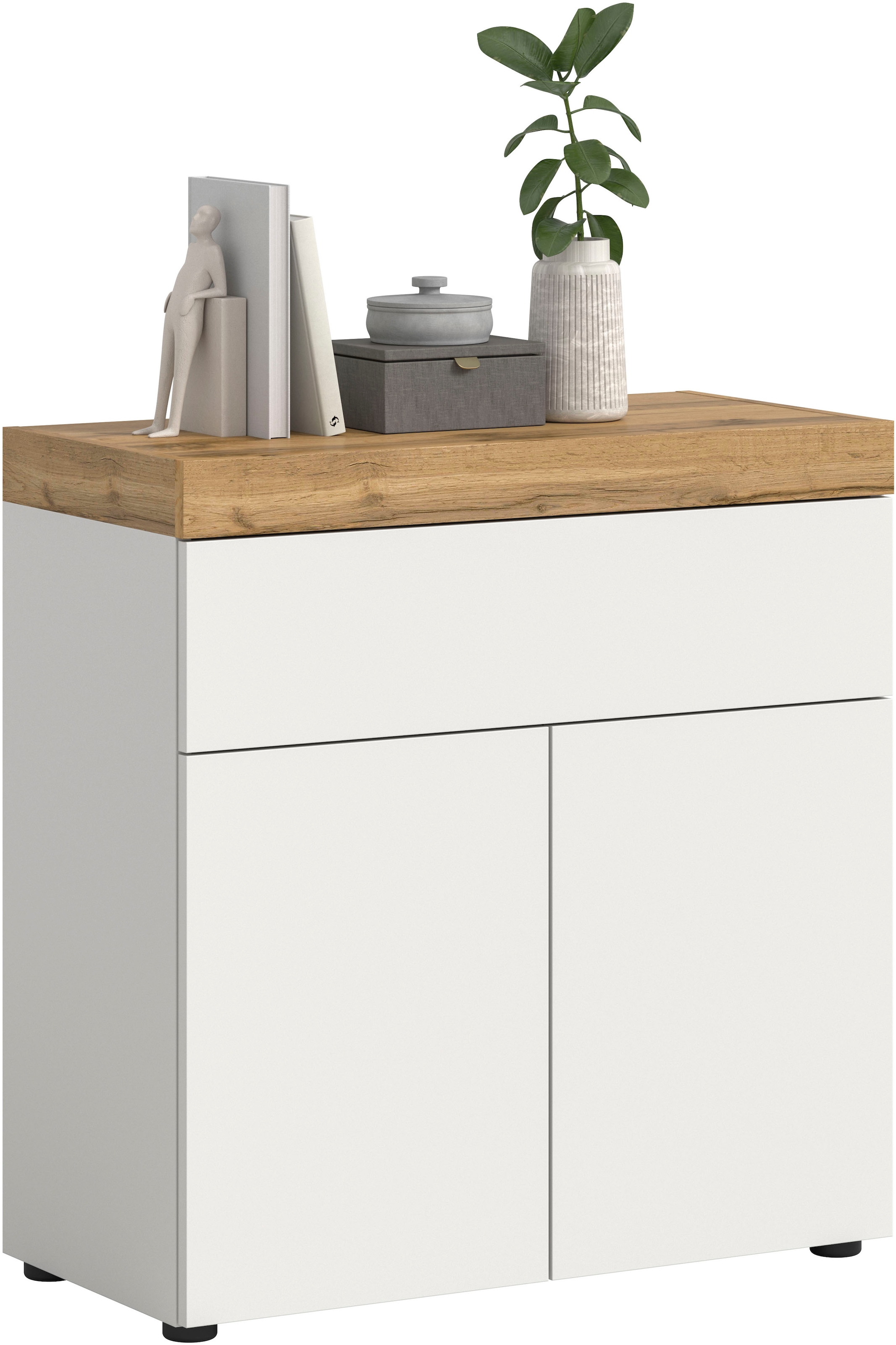 OTTO home Kommode »MAMBO, Breite 77cm, 2 Türen, 1 Schubkasten, push-2-open« 2 farbige Ausführung, in verschiedenen Farben erhältlich, 1 Stk. tlg. Kommode, Anrichte, Wohnzimmer, Schlafzimmer
