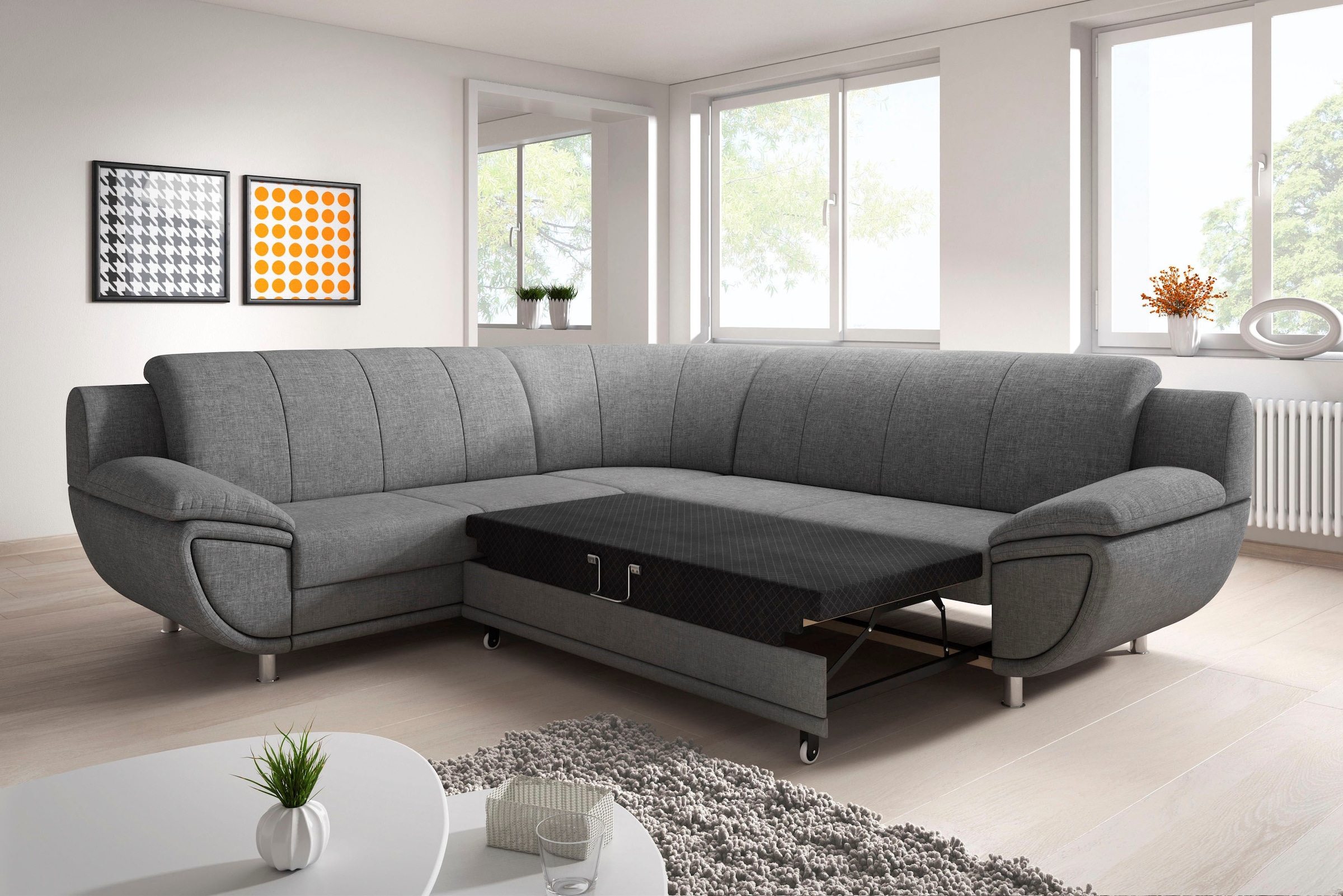 TRENDMANUFAKTUR Ecksofa »Rondo II, L-Form«, wahlweise mit Federkern, wahlweise mit Bettfunktion
