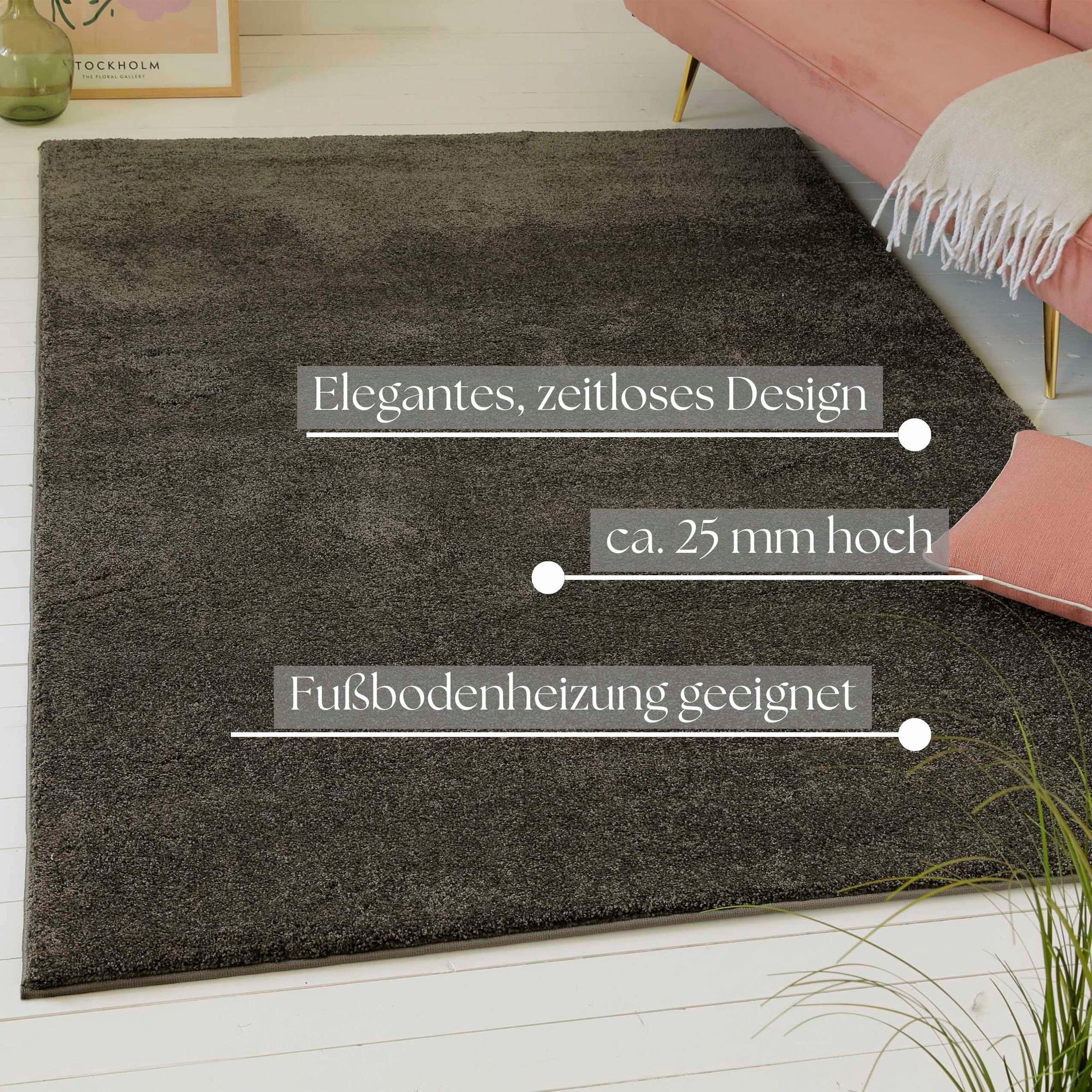 my home Hochflor-Teppich »Yvaine, auch als Läufer erhältlich«, rechteckig, 25 mm Höhe, Langflor, Shaggy, dichter weicher Hochflor, meliert, Wohnzimmer