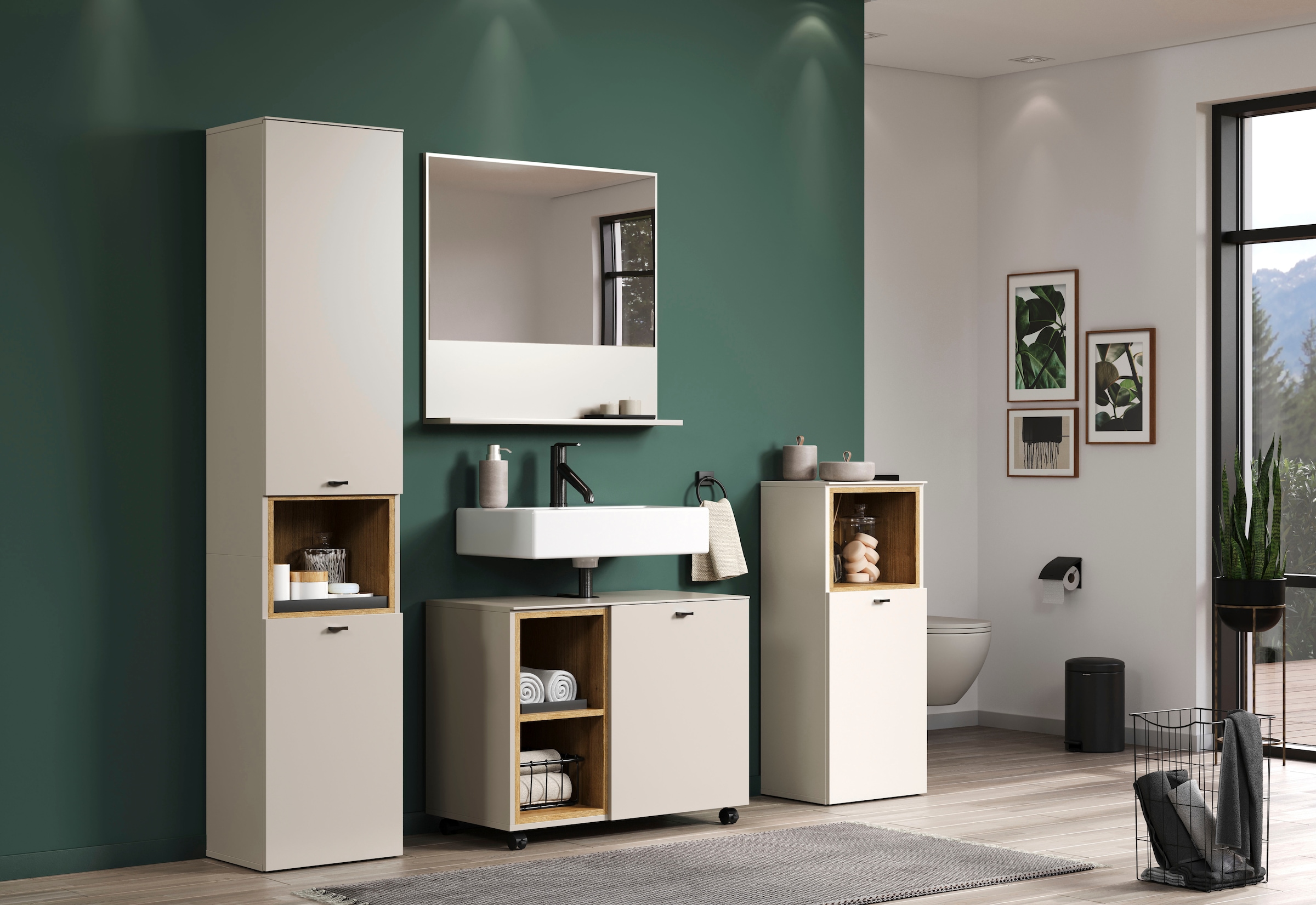 welltime Waschbeckenunterschrank »San Pedro« 1 Stk. tlg. Waschbeckenunterschrank a. Rollen, Soft-Close 80/42/64 cm