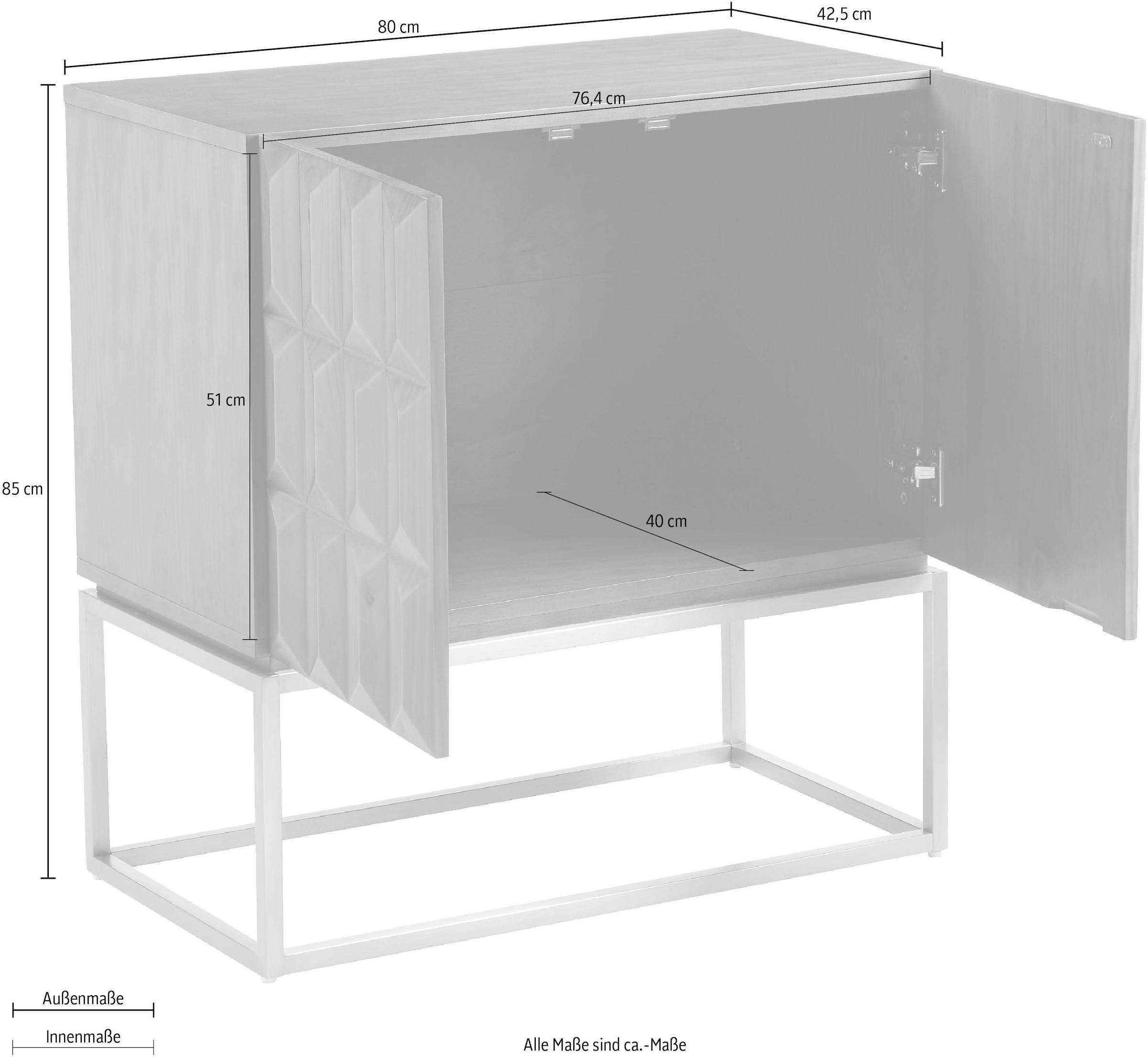 Leonique Kommode »Alais«, in 3D-Optik und goldfarbenem Gestell