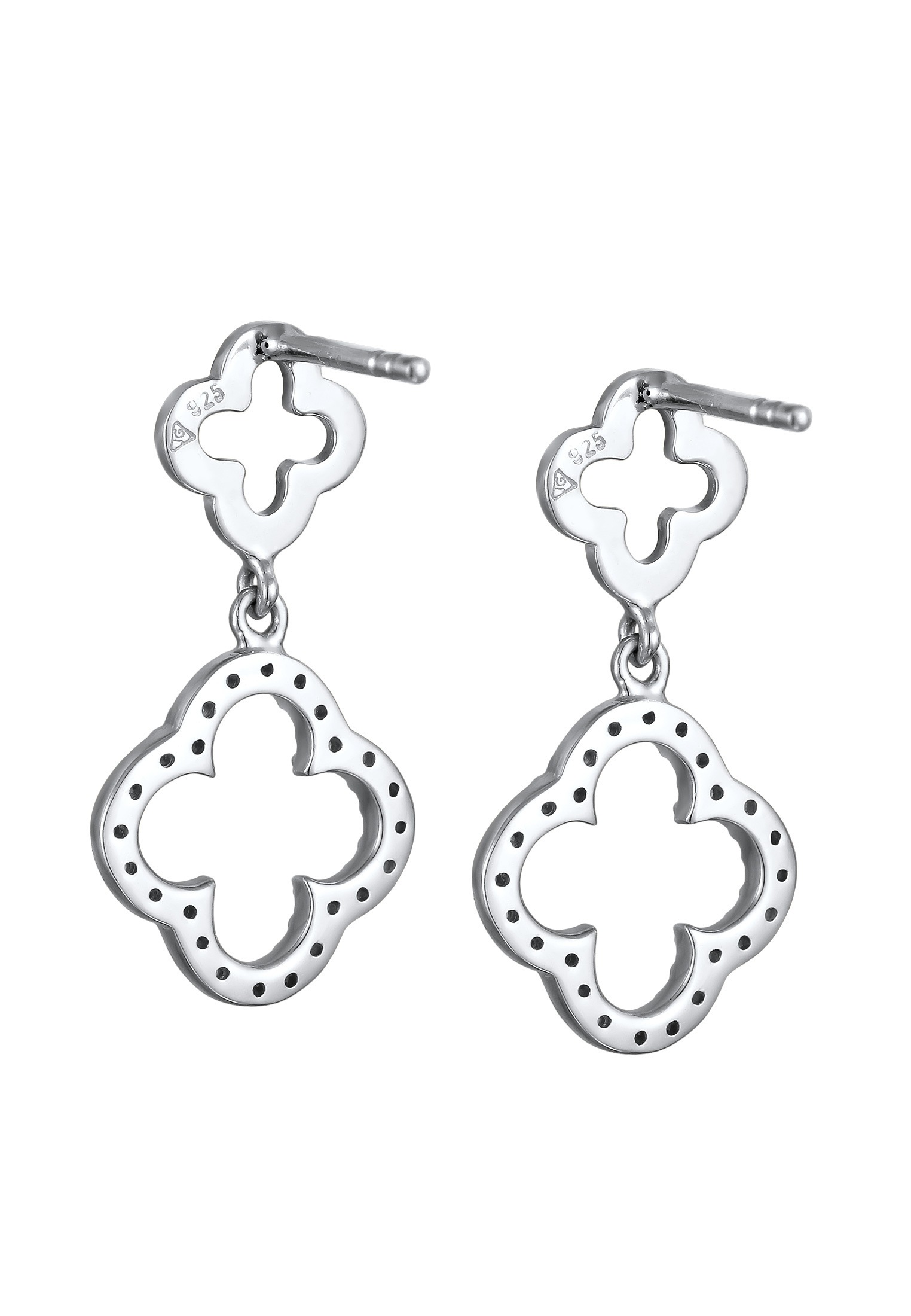 Elli Paar Ohrstecker »Ohrringe Kleeblatt Zirkonia Weiß Glück 925 Sterling Silber«