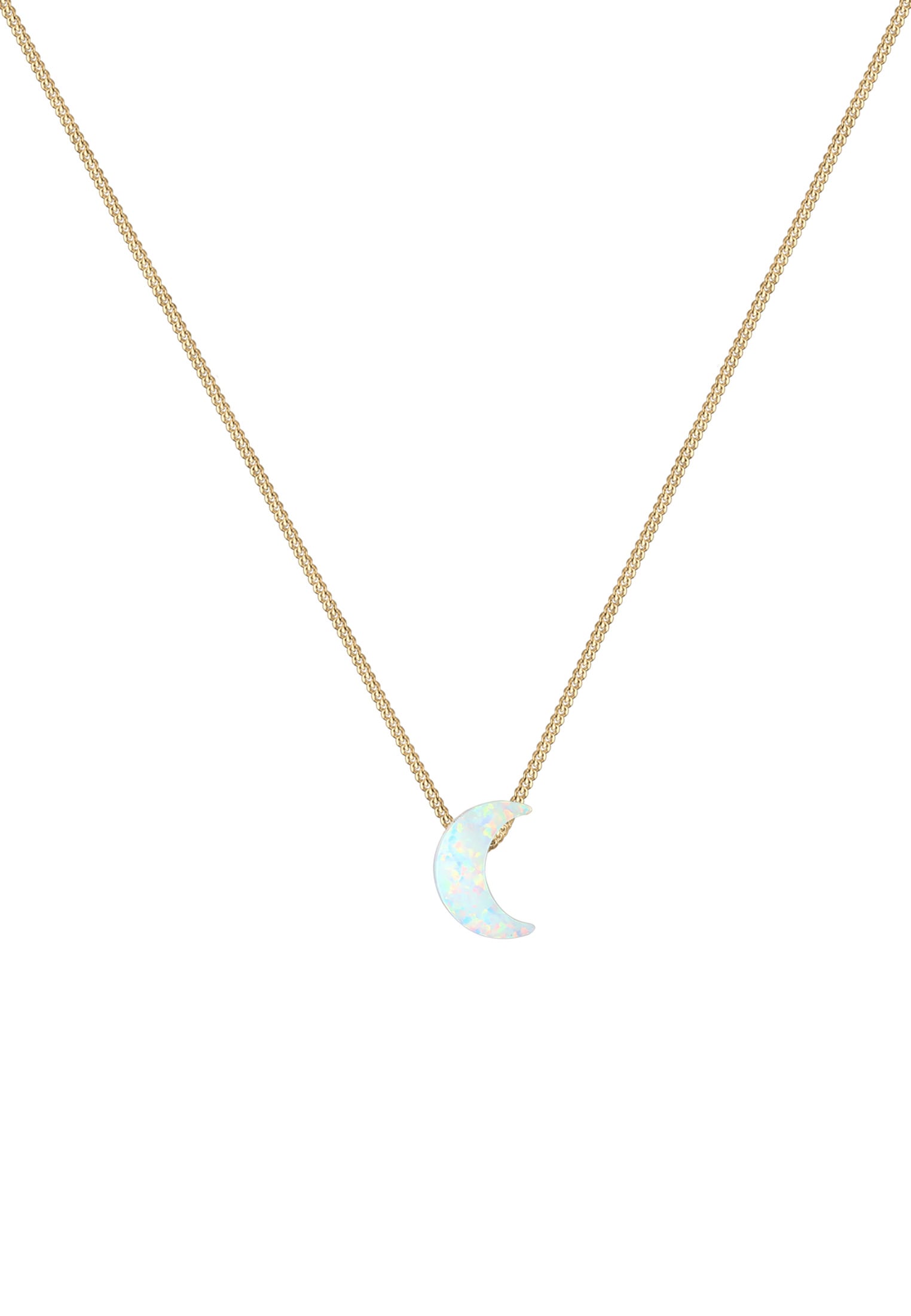 Elli Silberkette »Halskette Sichel Synthetischer Opal 925 Sterling Silber vergoldet«