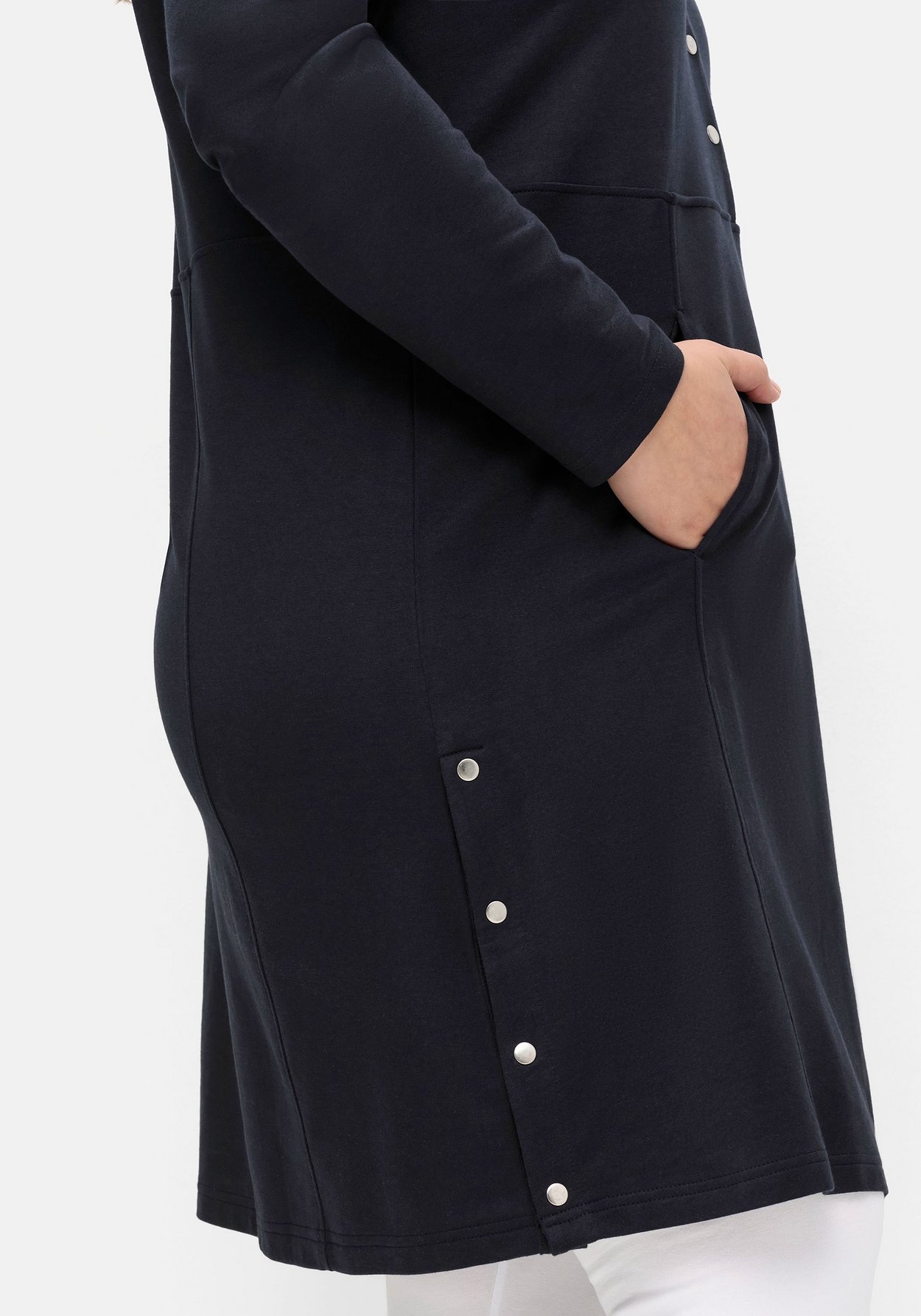 Sheego Sweatkleid »Kapuzenkleid mit Seitenschlitzen und Knopfleiste«
