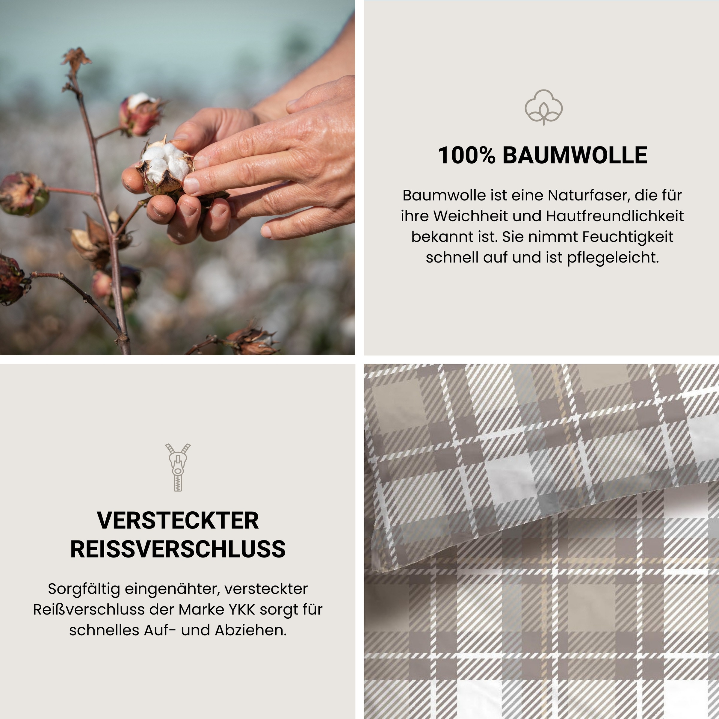 Schiesser Bettwäsche »Metor aus weichem Baumwollflanell mit Winterkaros« 2 Stk. tlg. Made in Green