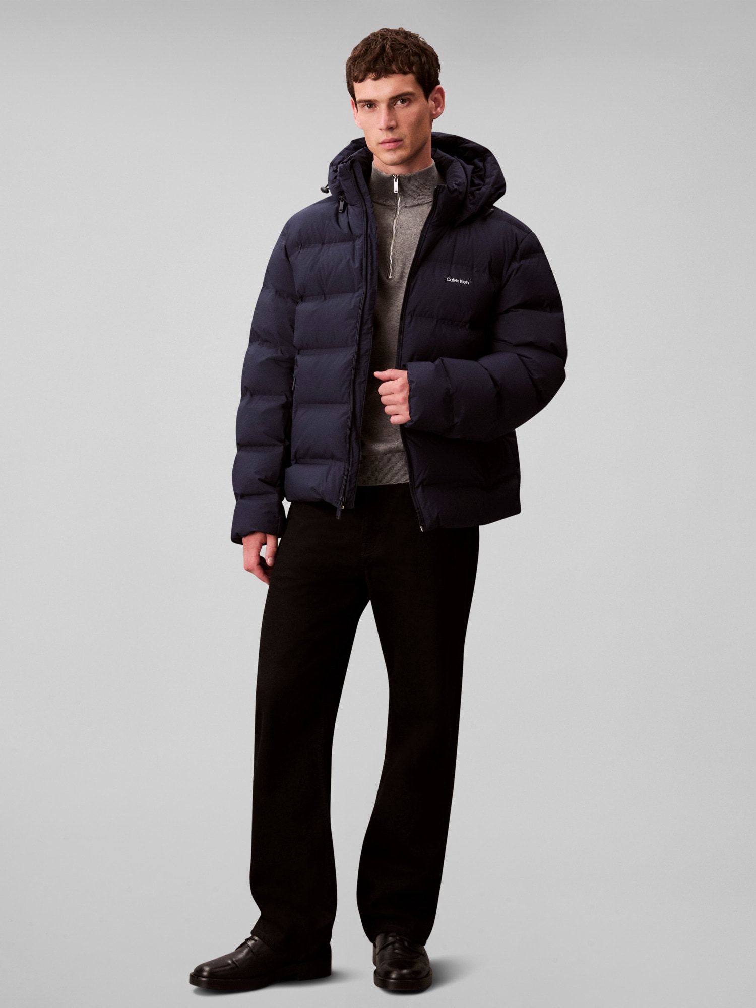 Calvin Klein Steppjacke »LS QUILTED BONDED CHANNEL HD PUF« ohne Kapuze Mit Rundhalsausschnitt, regular fit