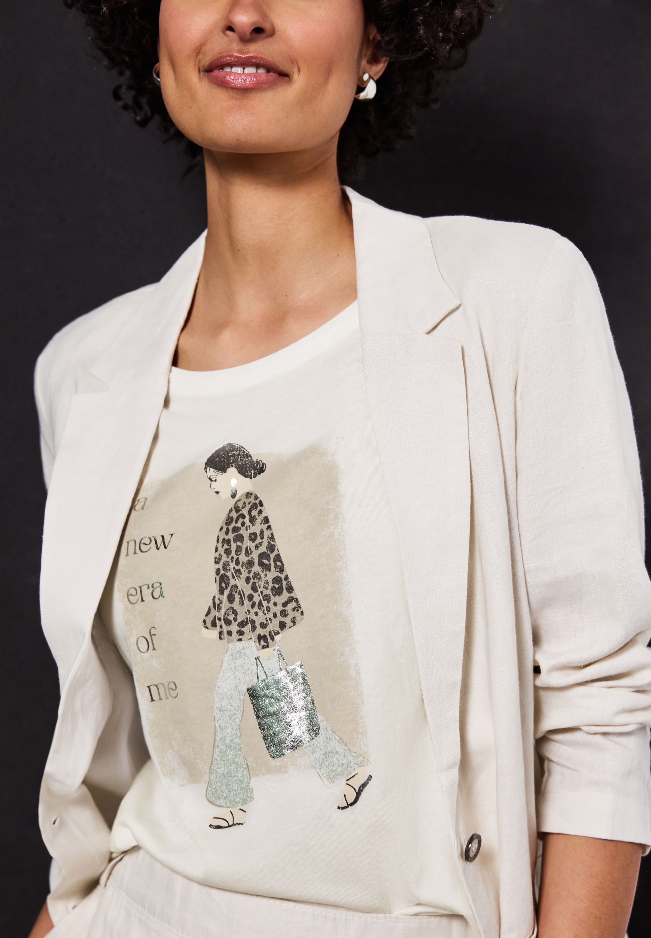 STREET ONE T-Shirt, mit Print und schimmerndem Folien-Wording