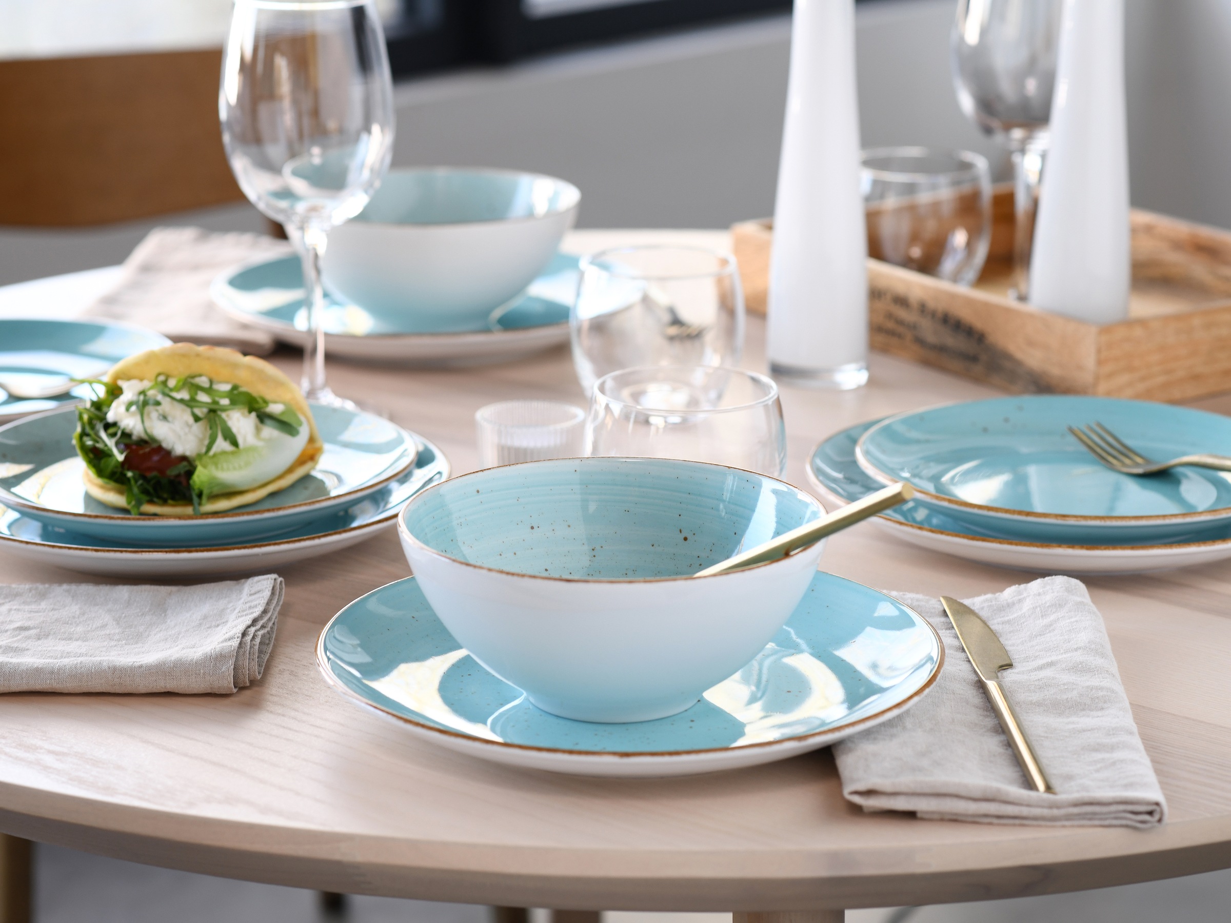 CreaTable Teller-Set »Vintage, Teller Set 12-tlg.« Naturverbundenes Design, Handgemalt