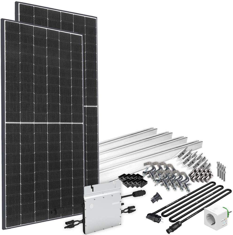 Offgridtec Solaranlage »Solar-Direct 830W HM-800« Schukosteckdose, 5 m Kabel, Montageset für Balkongeländer, Stromzähler in schwarz
