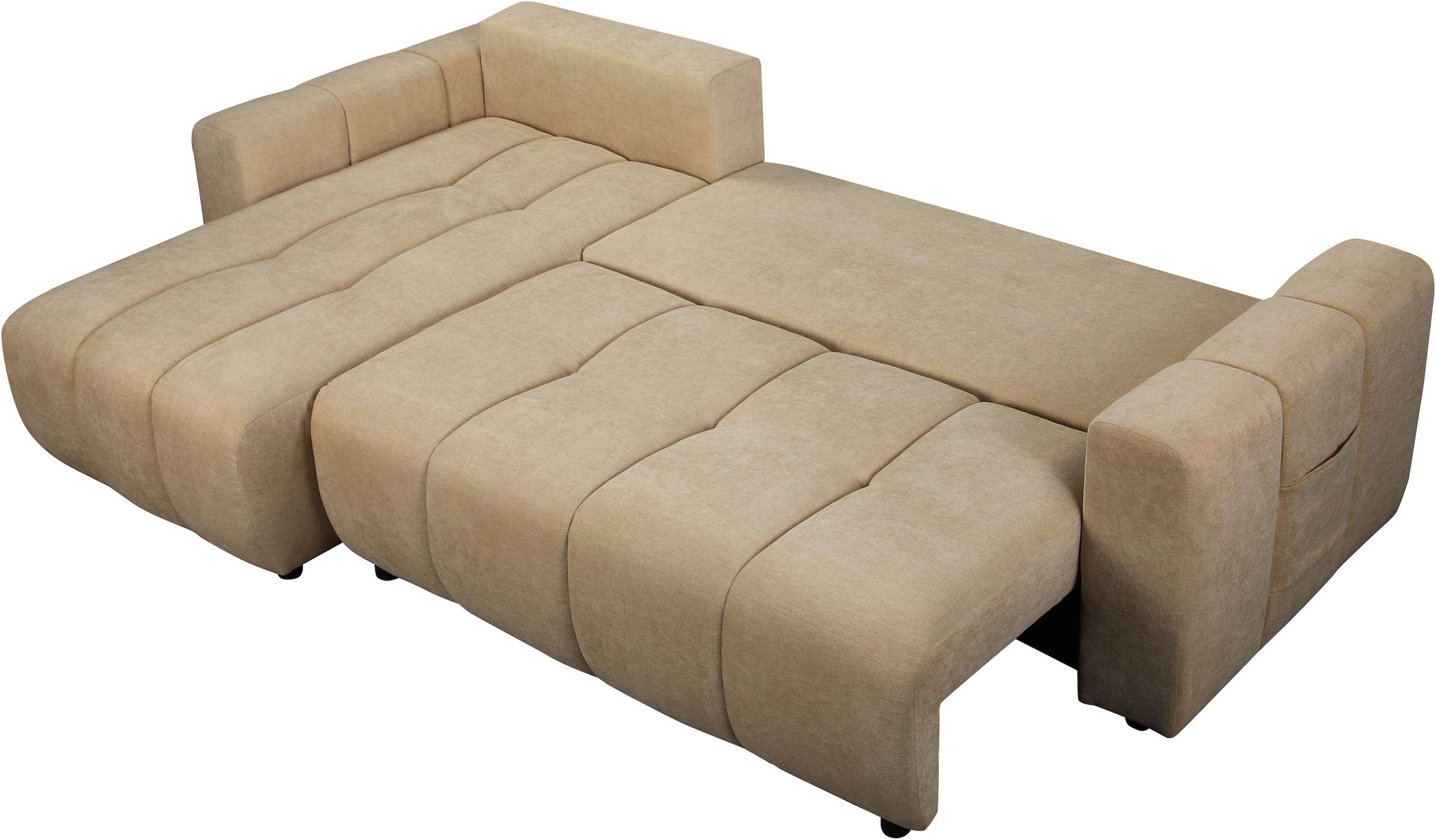 OTTO home Ecksofa »YLVAA L-Form, 241 cm/Schlafsofa (132/200)-OTTO. Verlässliche Qualität« Bettkasten, Tonnentaschen-Federkern, Feinstruktur weich