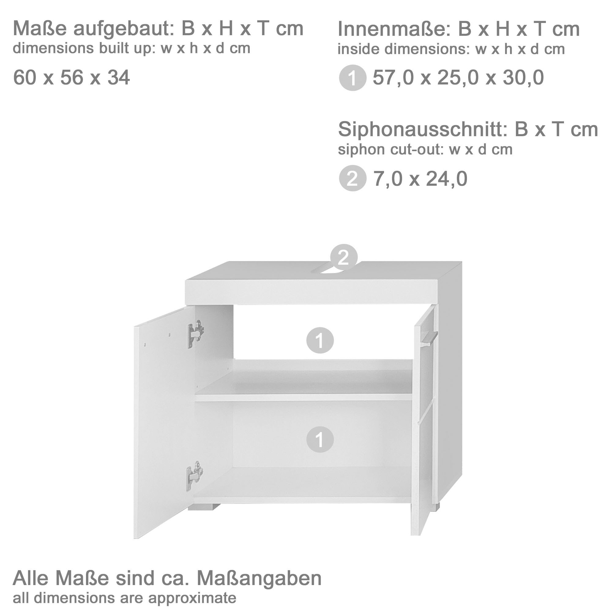 INOSIGN Badmöbel-Set »Avena«, (Set, 5 St.), Badezimmermöbel in verschiedenen Farben - Maße (B/T/H) 163/34/190 cm