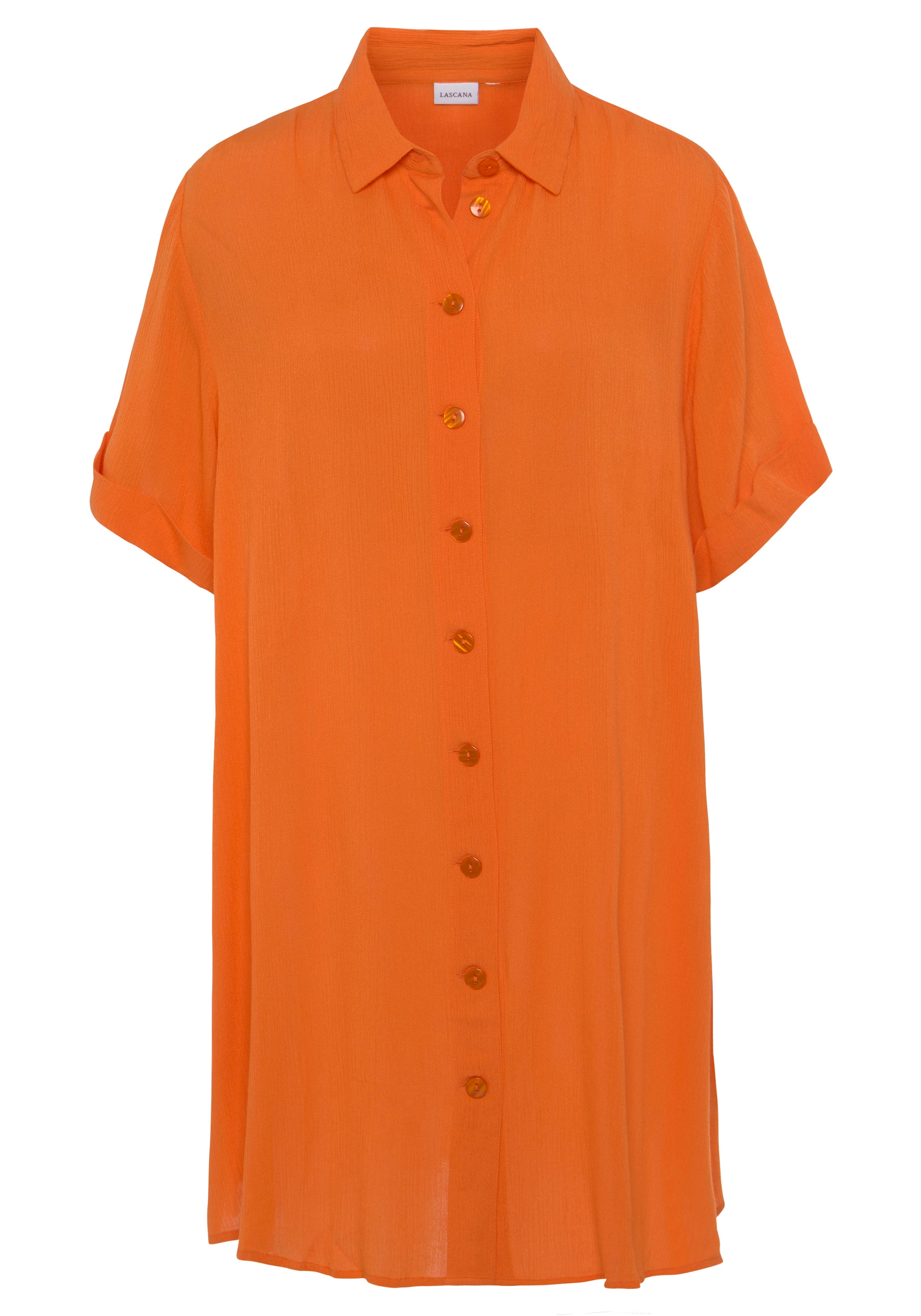 LASCANA Longbluse, mit Knopfleiste, Kurzarmbluse, Blusenkleid, sommerlich  kaufen bei OTTO