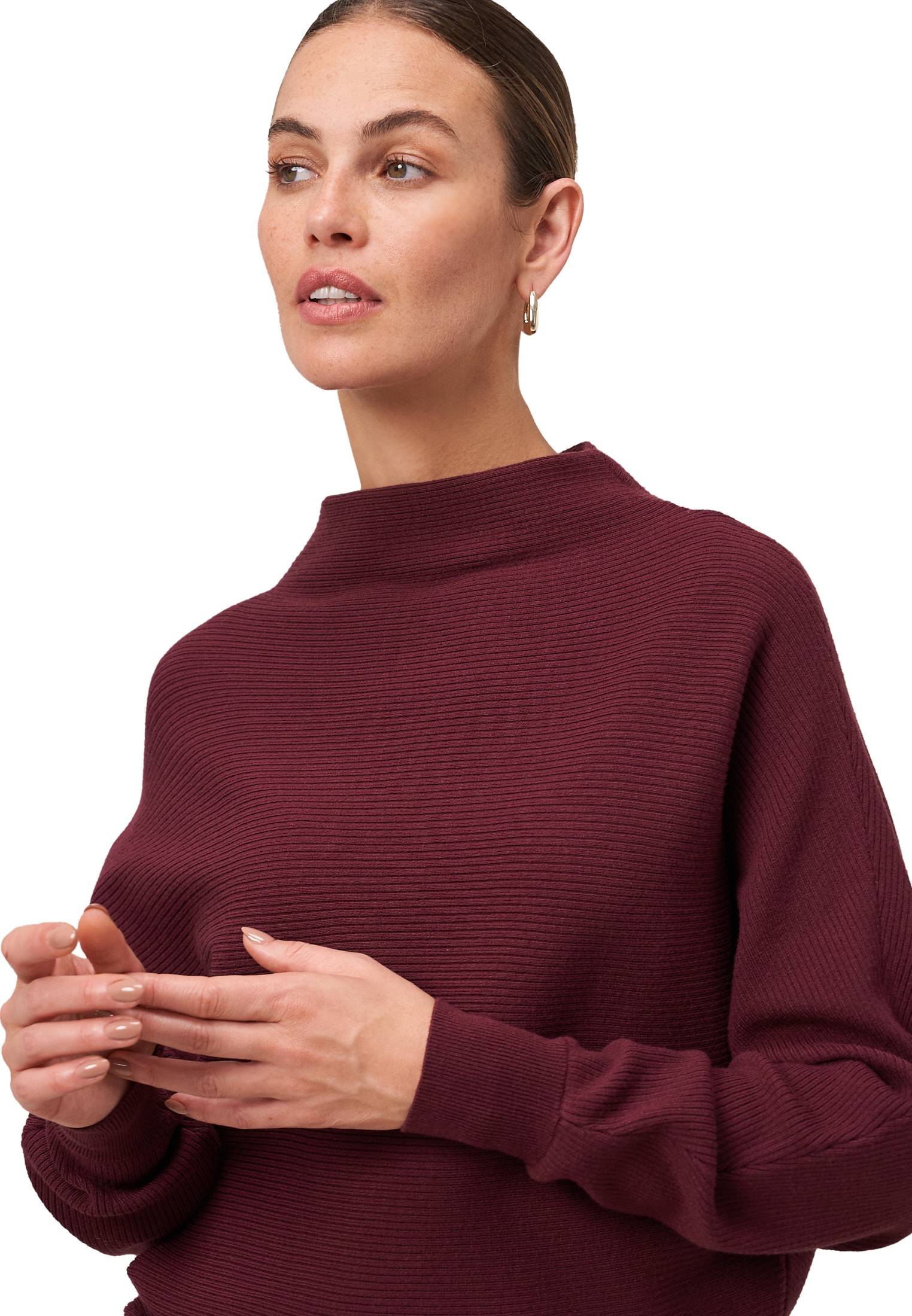 Zero Rundhalspullover »Pullover strukturiert mit Stehkragen«