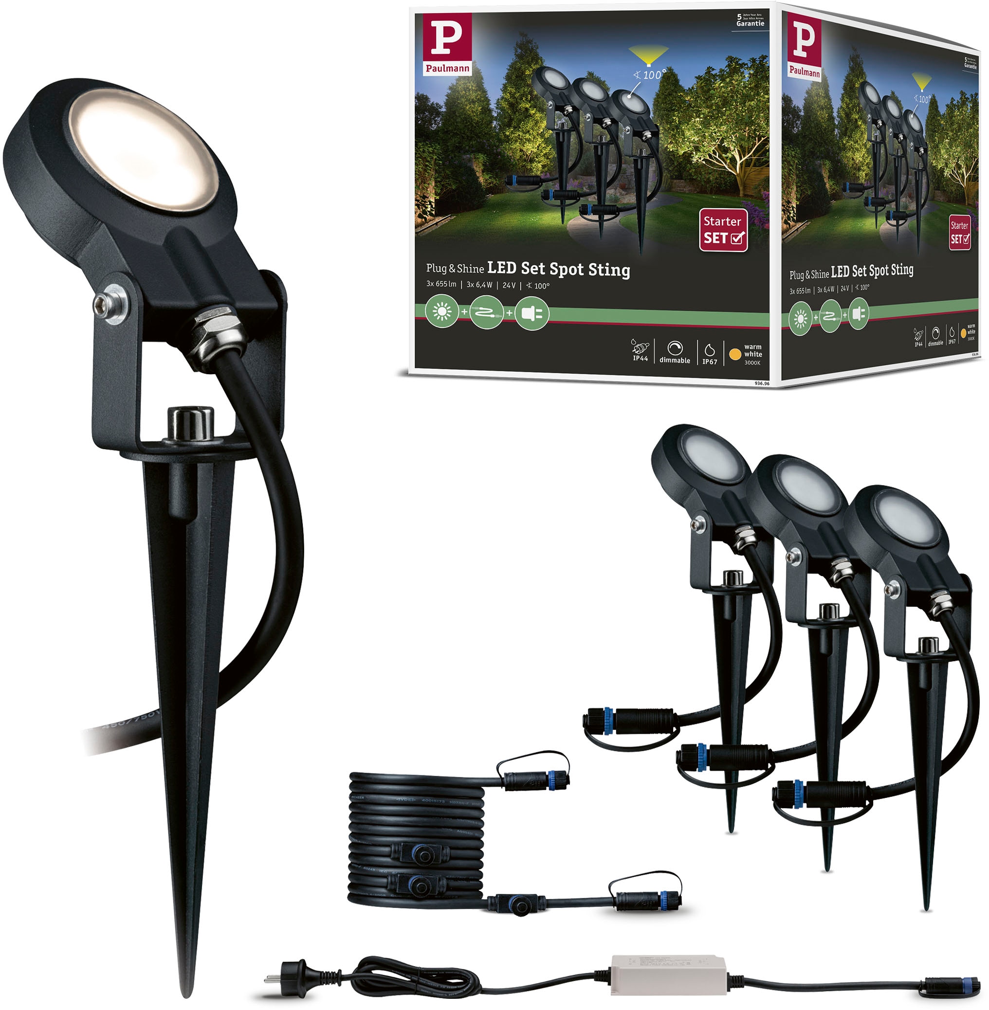 LED Gartenstrahler »Plug & Shine«, 3 flammig, Leuchtmittel LED-Modul | LED fest...