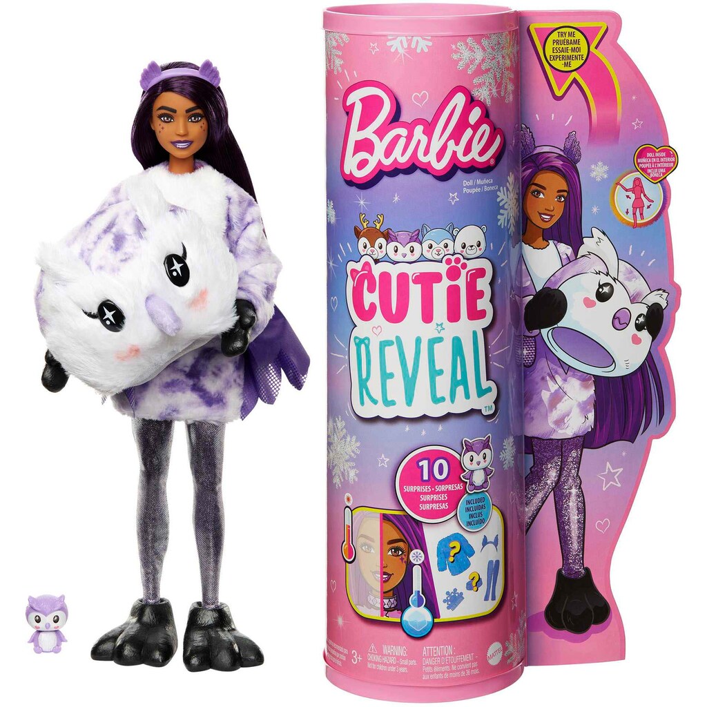 Barbie Anziehpuppe »Cutie Reveal Winter Sparkle Series, Owl«, mit Farbwechselfunktion