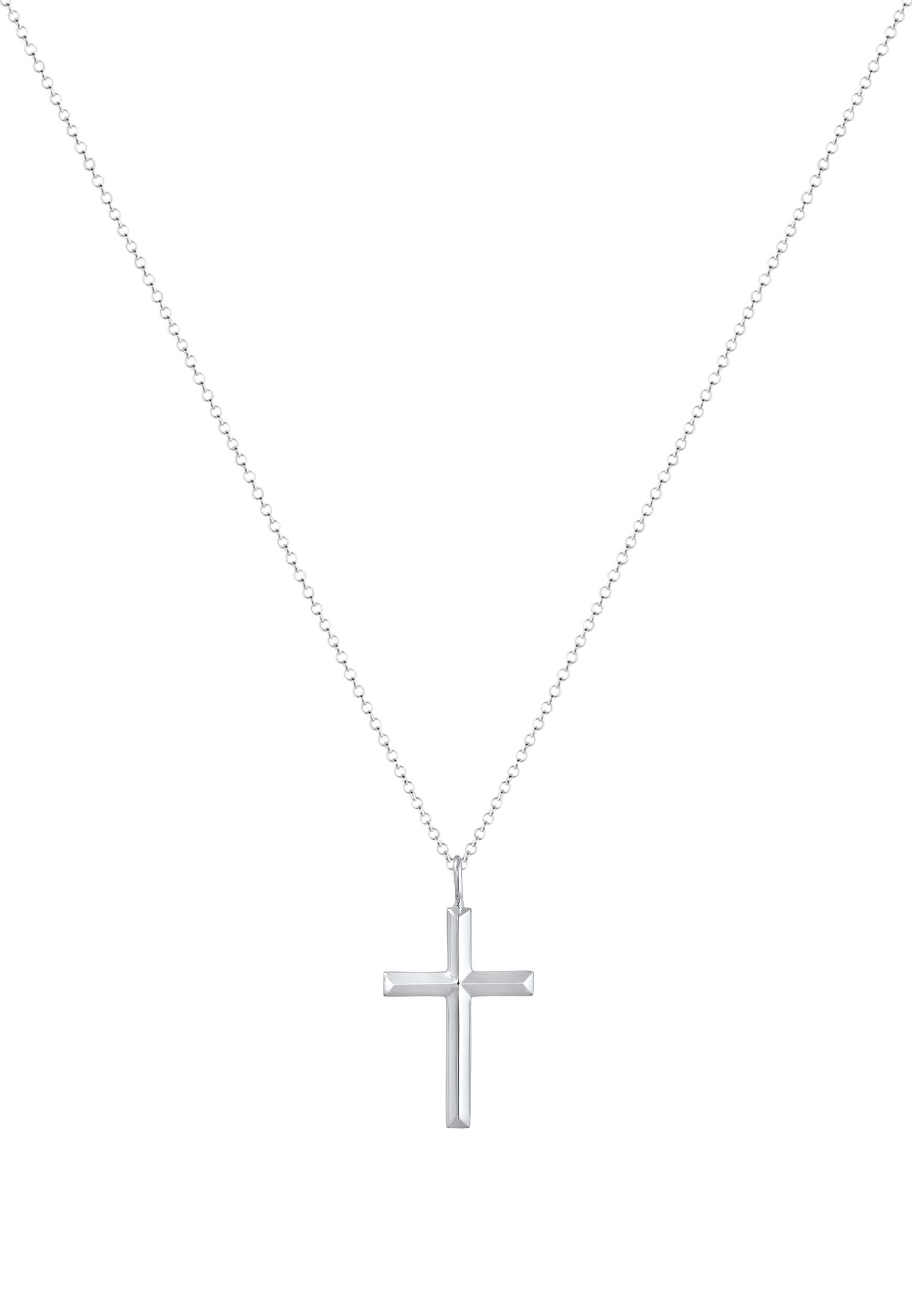 Kuzzoi Lange Kette »Halskette Herren mit Kreuz Oxidiert Massiv 925 Silber«