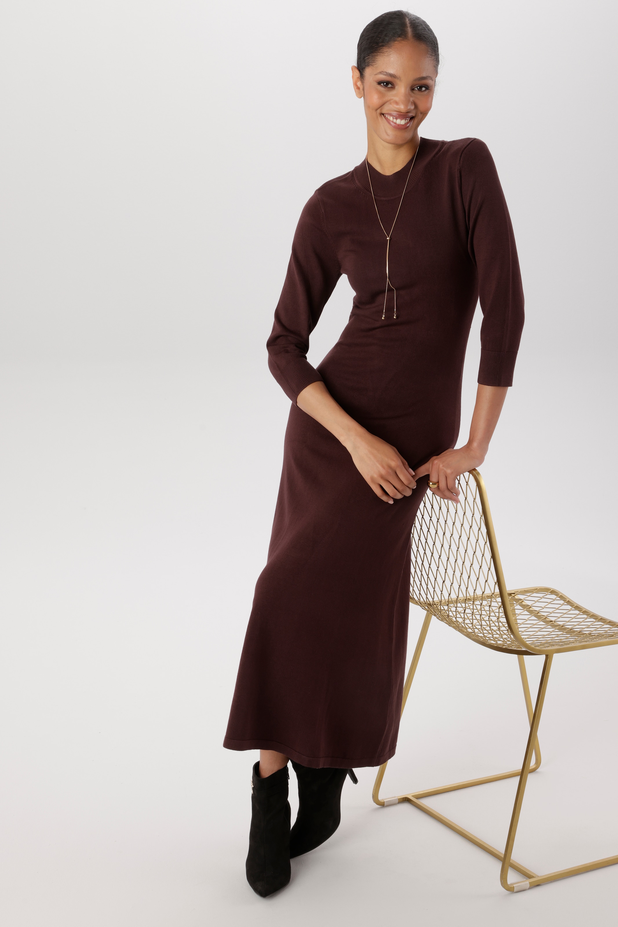 Aniston SELECTED Strickkleid mit kleinem Stehkragen - NEUE KOLLEKTION