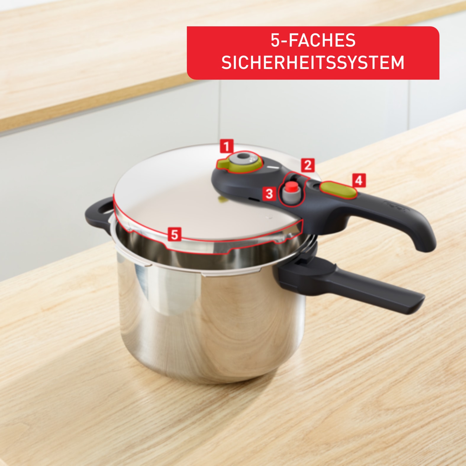 Tefal Schnellkochtopf »Secure 5 Neo, Dampfkochtopf Induktion, Fassungsvermögen 6L« 1 Stk. tlg. Edelstahl