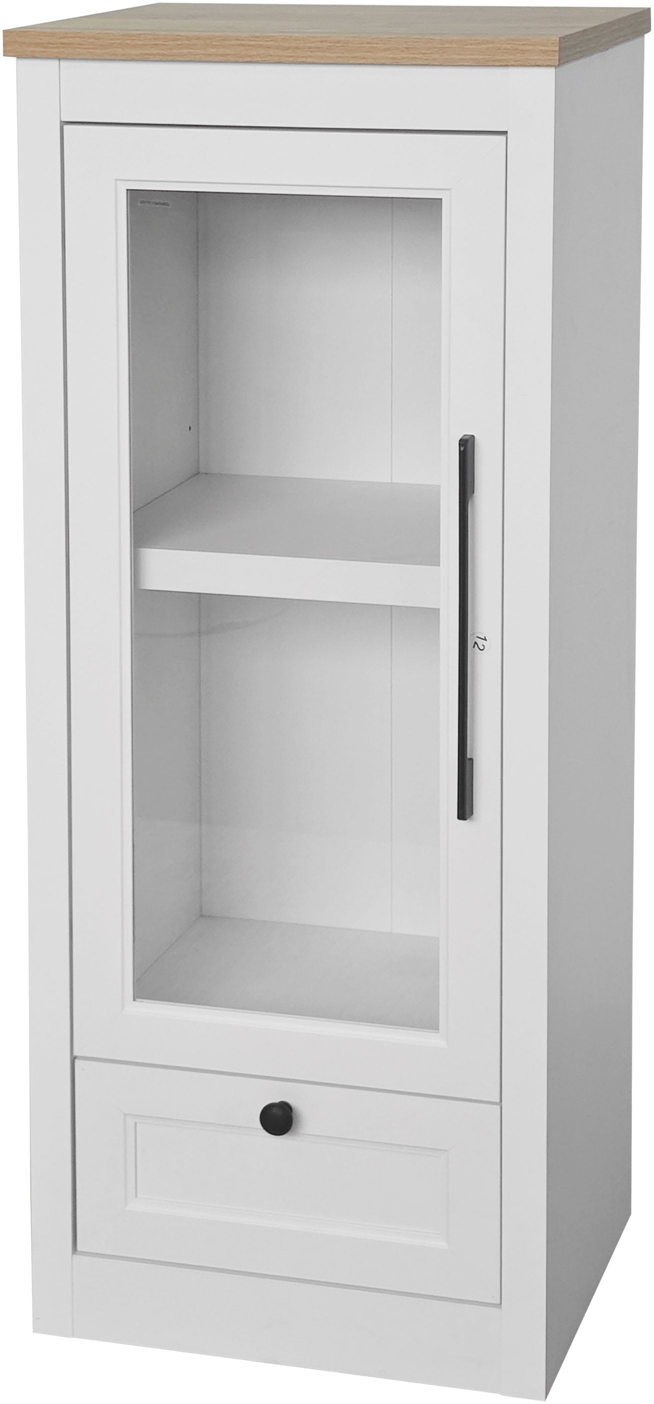 OTTO home Vitrine »Ismund«, aus MDF, mit Holz-Zierleiste, schwarzem Metallgriff, Höhe 121 cm