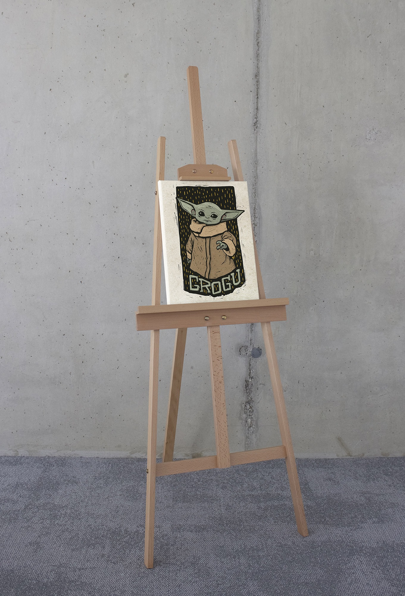 Komar Leinwandbild »Star Wars The Mandalorian Grogu Lino-Cut«, Disney, (1 St.), 30 x 40 cm (Breite x Höhe) - Kinderzimmer, Dekoration