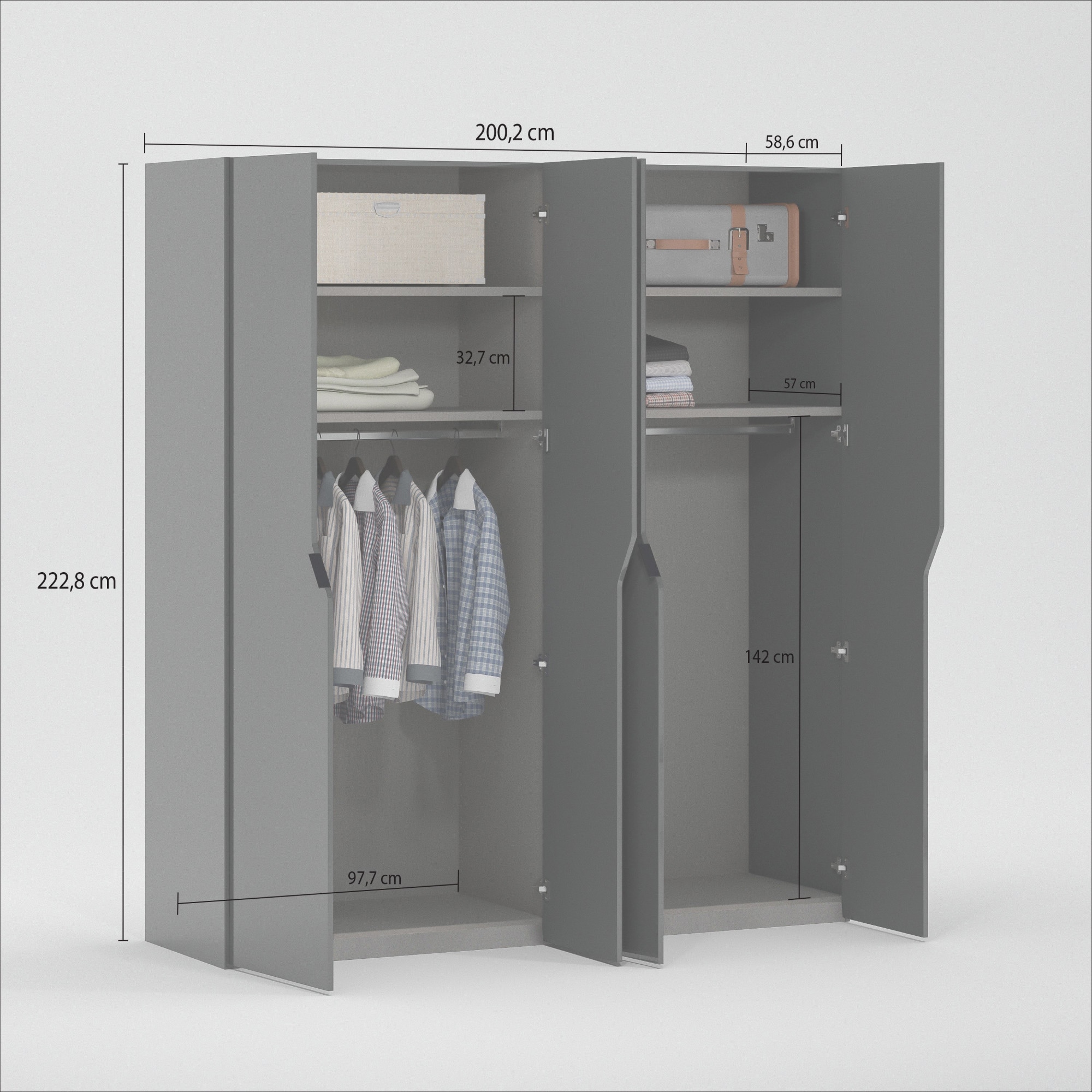 INOSIGN Kleiderschrank »AMETISTA, Drehtürenschrank, designgeformten Fronten«, Made in Italy, hochglanz lackiert, Basisausführung, Zubehör extra