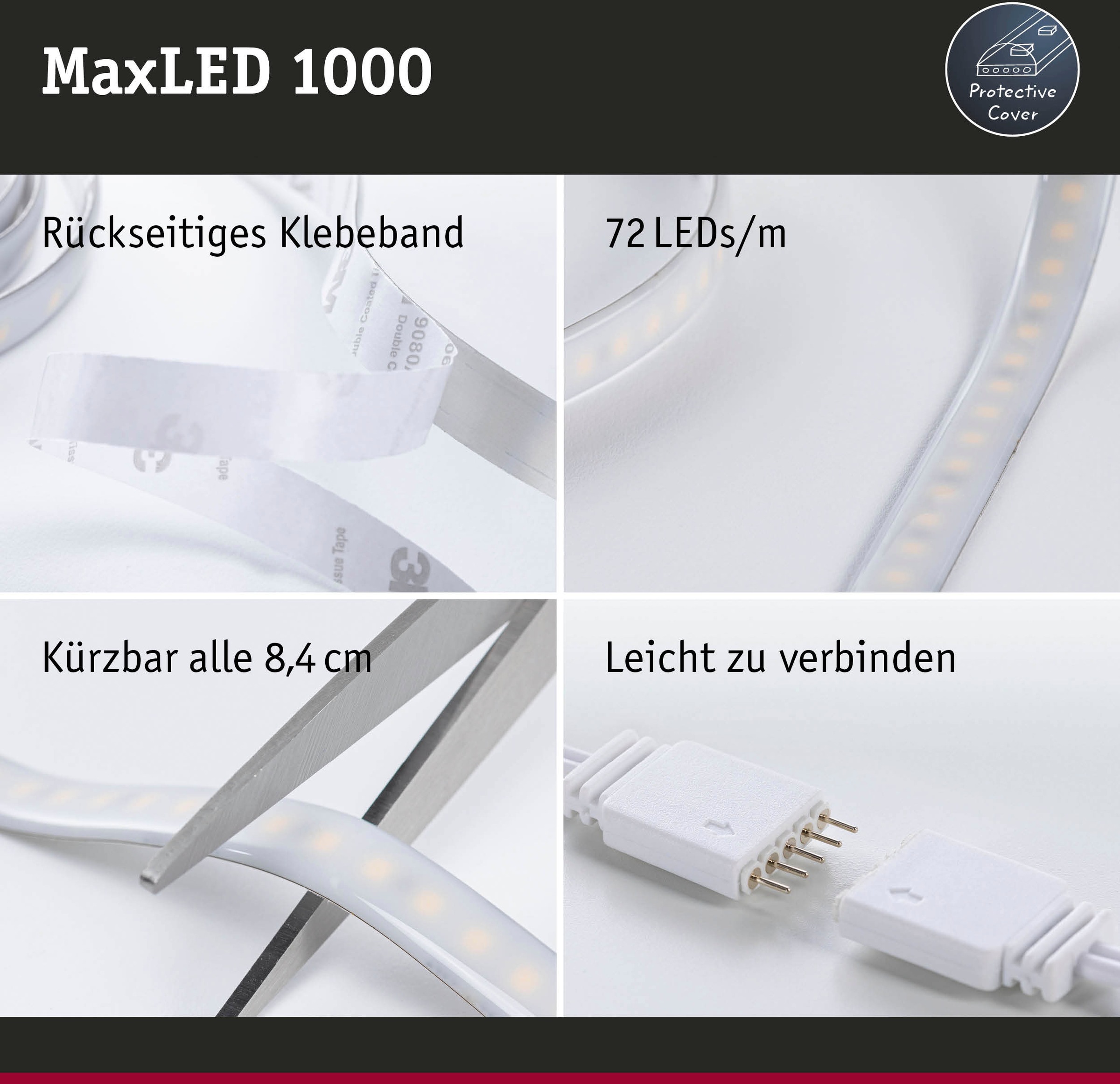Paulmann LED-Streifen »MaxLED 1000 Stripe 2,5m RGBW IP44 Cover 3000K 28W 230/24V Silber«, 1 St.-flammig, RGBW
