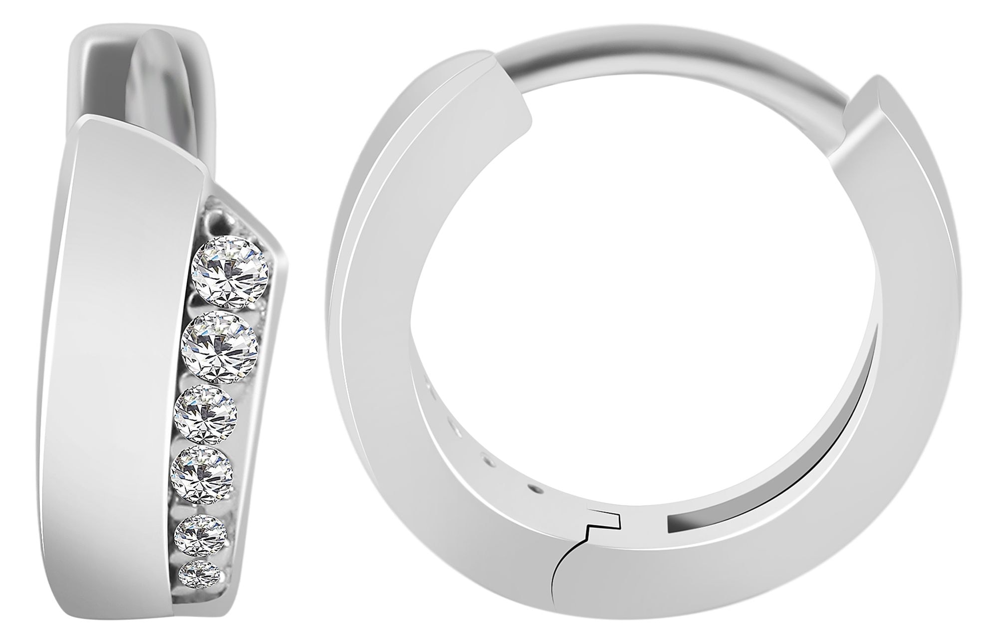 Adelia´s Paar Creolen »Damen Ohrringe ¿ Klappcreole aus 925 Silber mit Zirkonia«